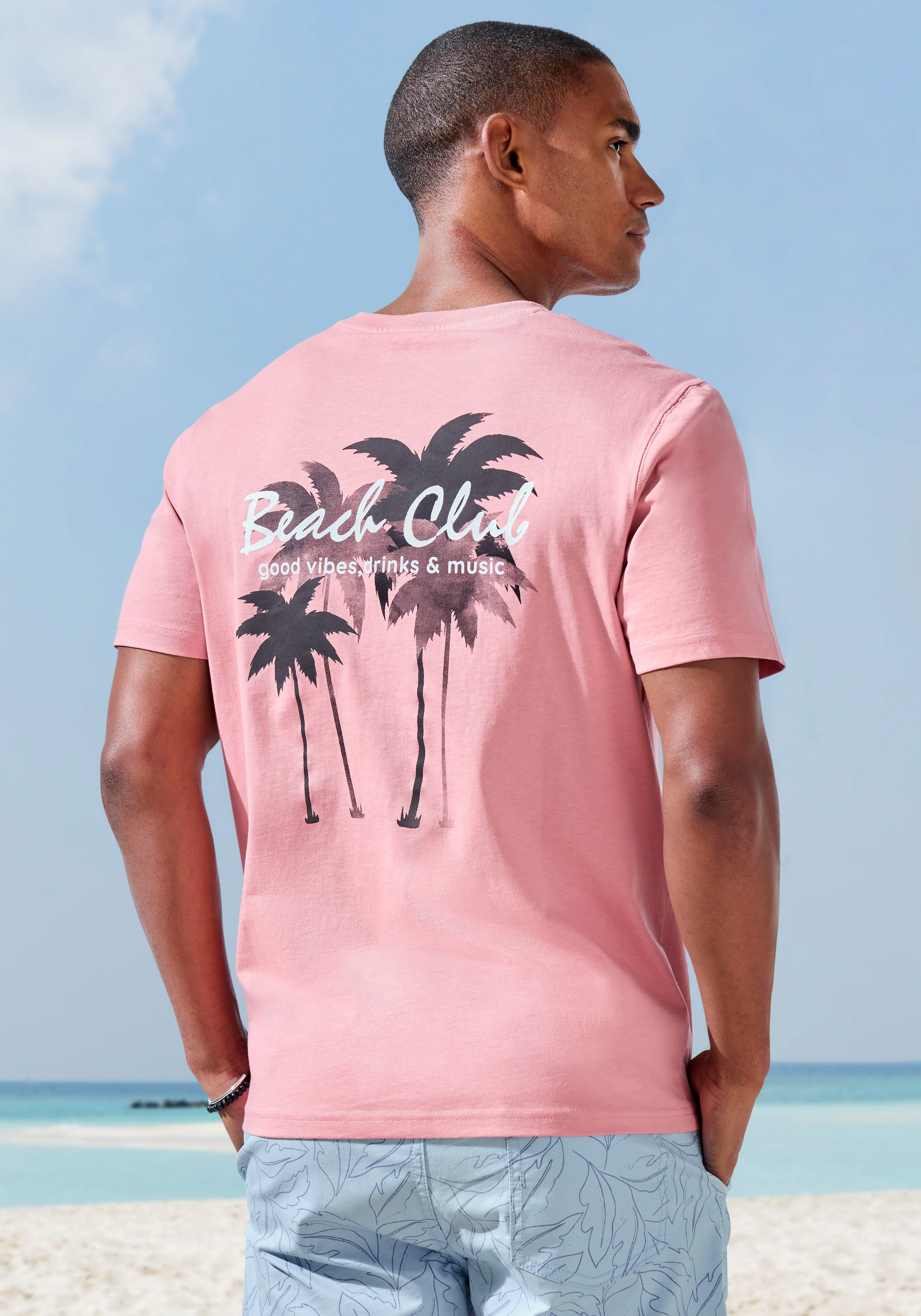 Beachtime T-shirt Met grote print op de rug