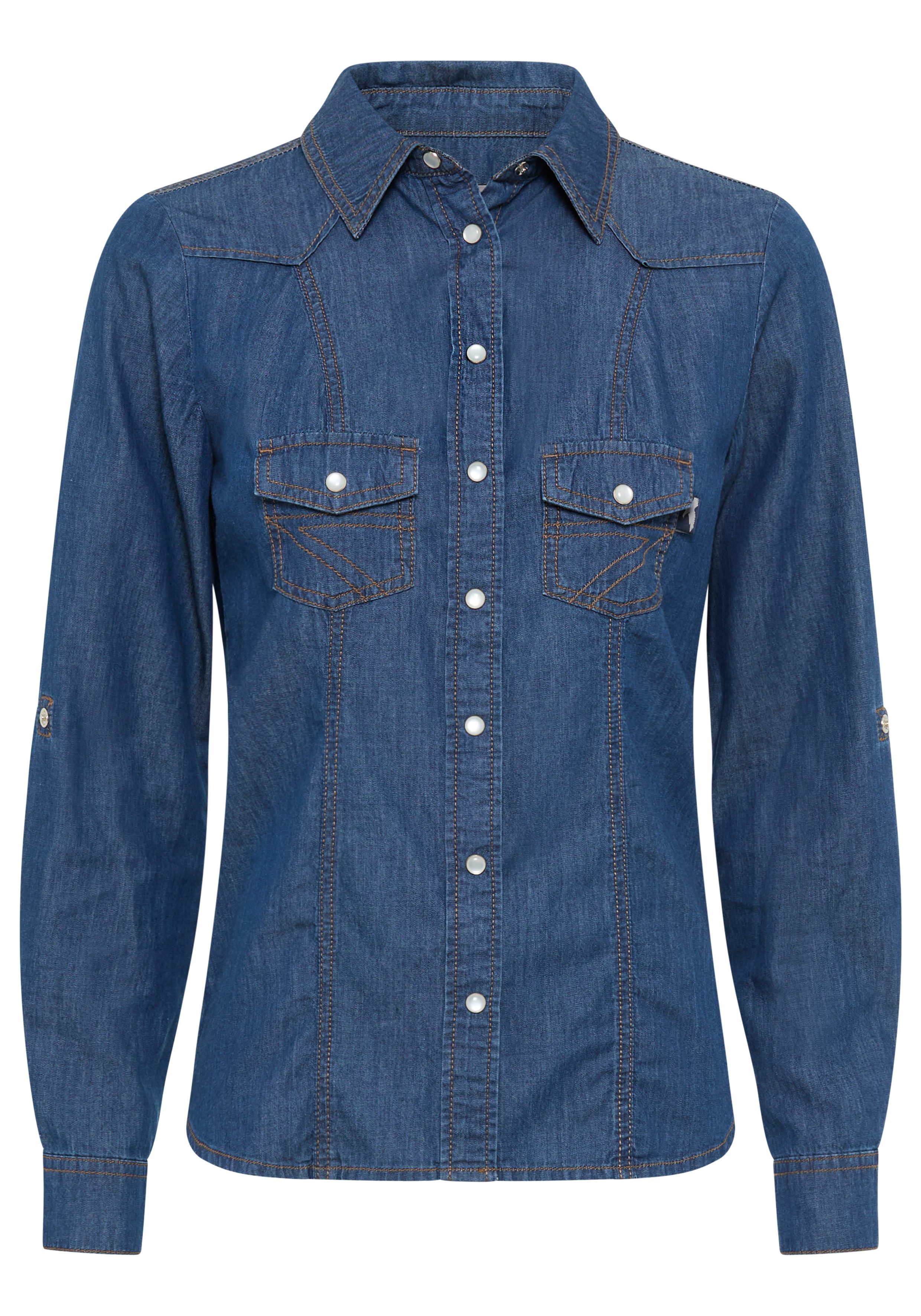 Arizona Jeans blouse Met drukknopen in parelmoer-look