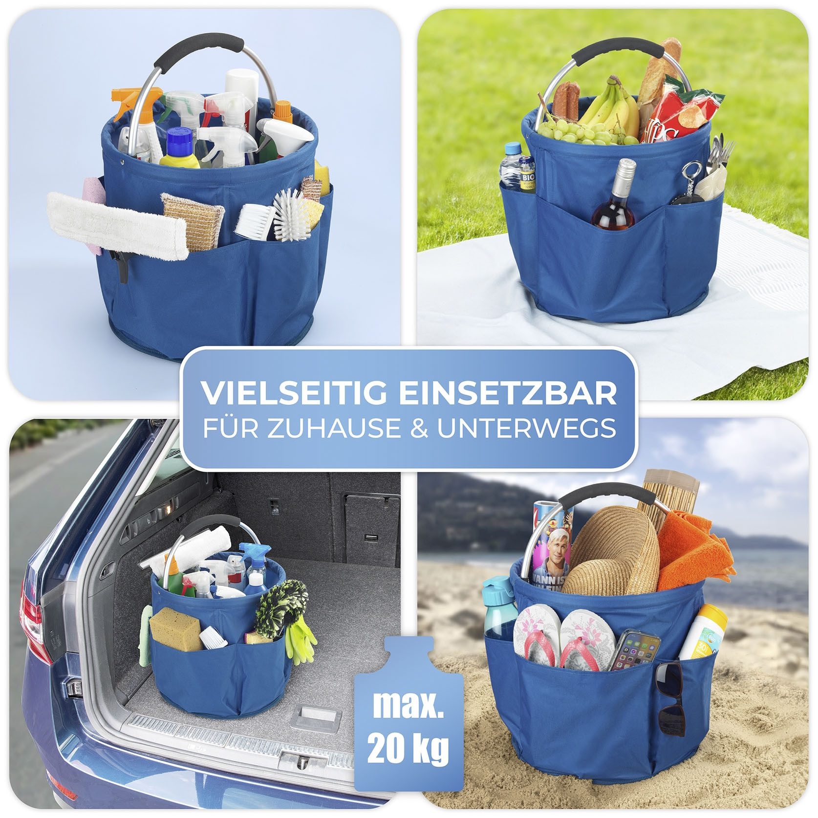 Maximex Organizer Universele reinigingscaddy model HERKULES vouwbare draagtas voor thuis en onderweg, 34 liter