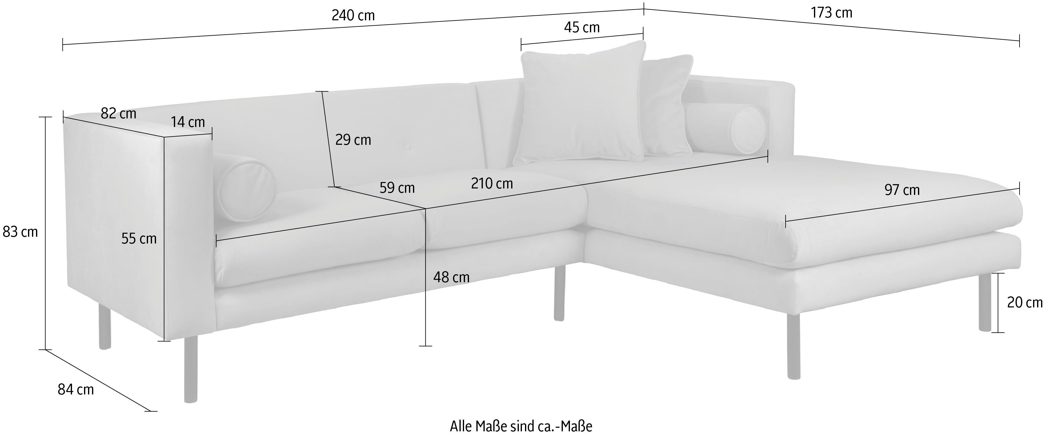 Guido Maria Kretschmer Home&Living Hoekbank Lillibeth L-vorm designbank, afmetingen B/D/H: 240/173/83 cm Sierkussen als tweezijdig te gebruiken kussen, in fluwelige look of cord