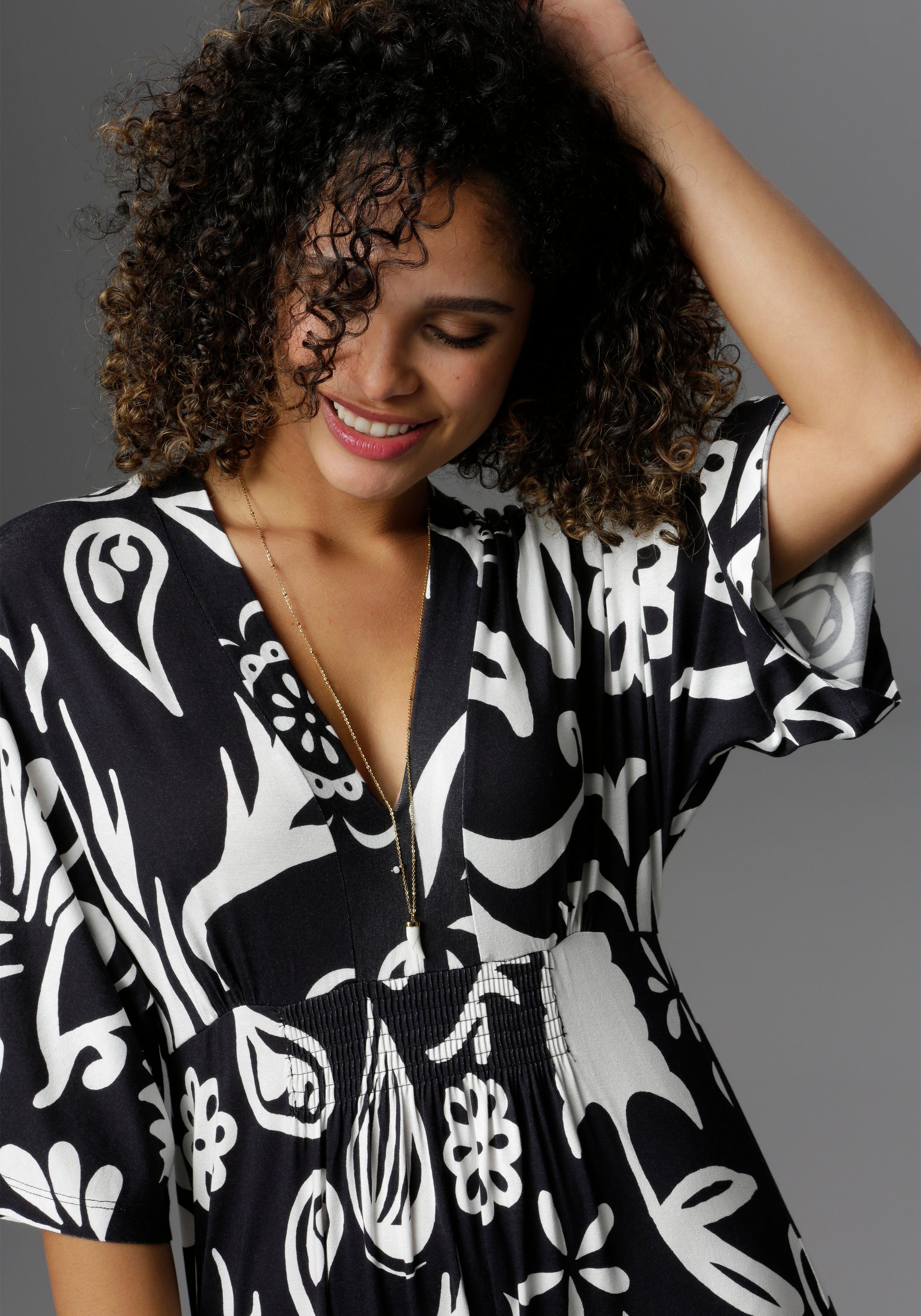 Aniston SELECTED Maxi-jurk met wijde 3/4-mouwen
