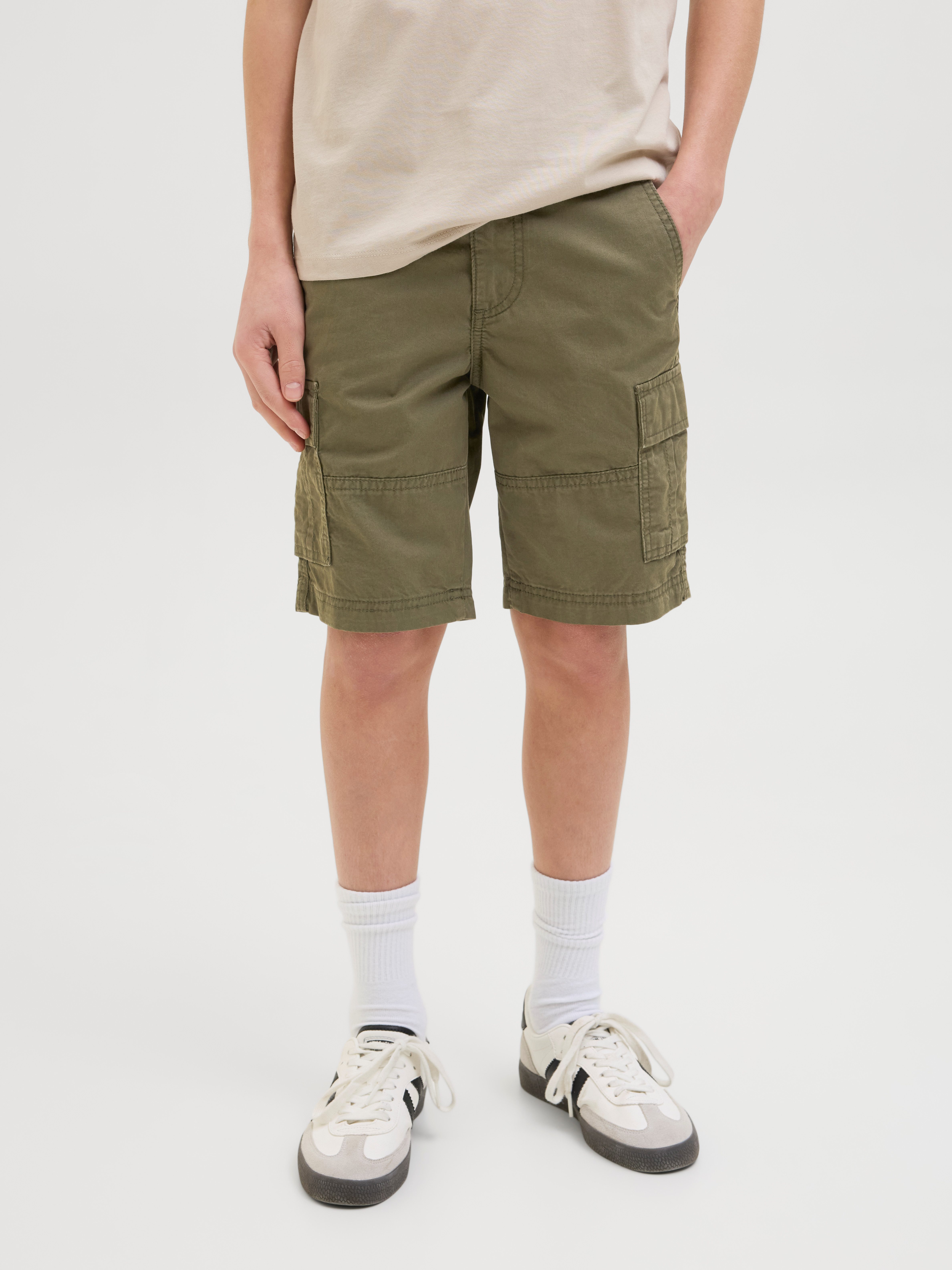 Jack & Jones Junior Cargoshort JPSTCOLE JJMATEO CARGO SHORT JNR jongens cargobroeken maat 140 groen