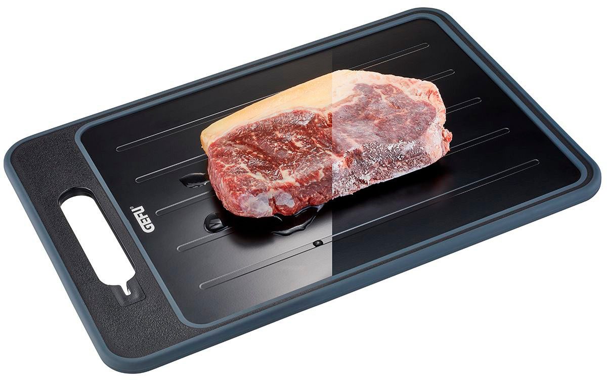 GEFU Snijplank CUT PRO innovatieve ontdooizijde, sapgoot, geïntegreerd schuurvlak, messenslijper (1 stuk)