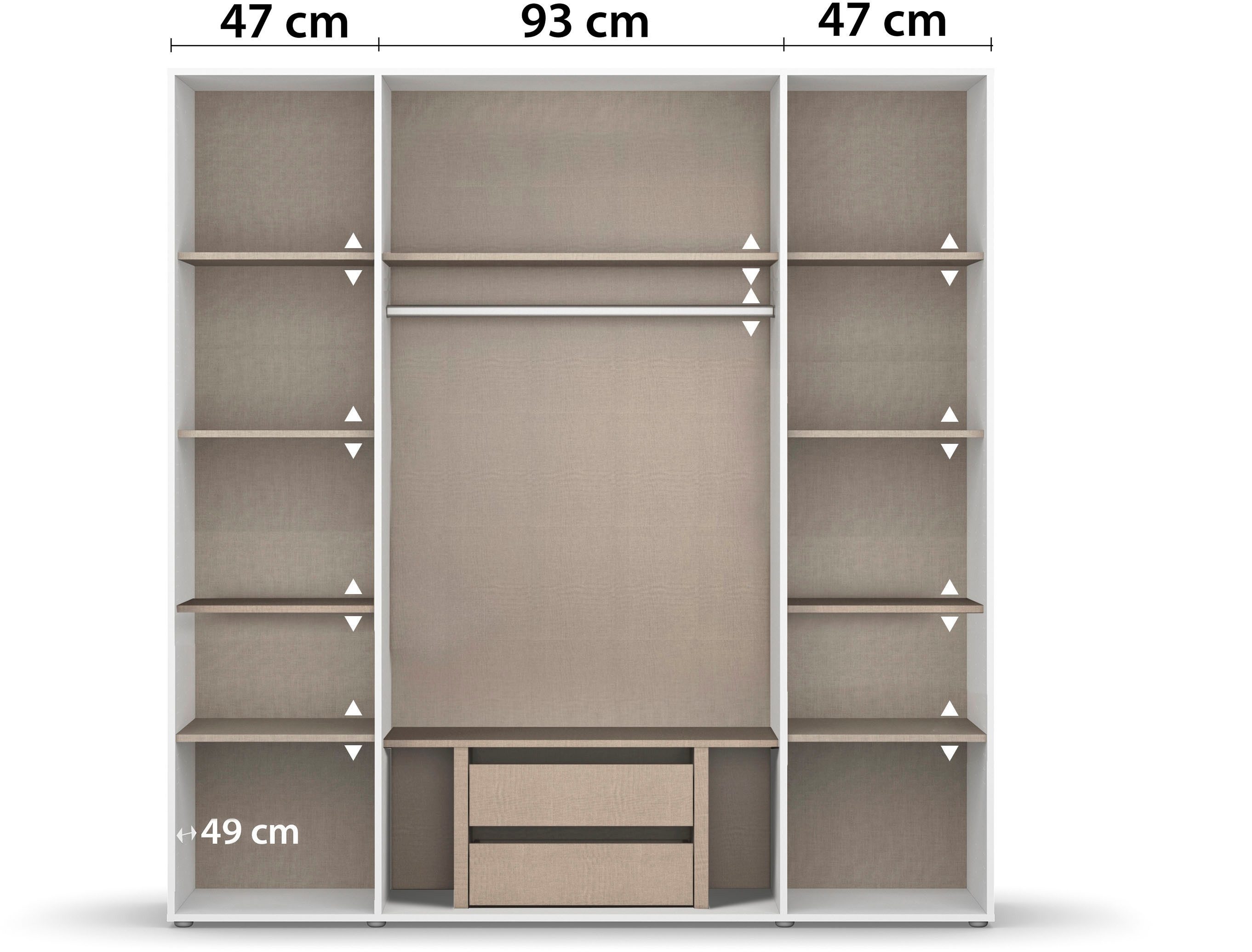 rauch Draaideurkast Kledingkast Kast Garderobe Wasmand NAGATA met Spiegel und modernen stangengriffen in graumetallic topseller made in germany