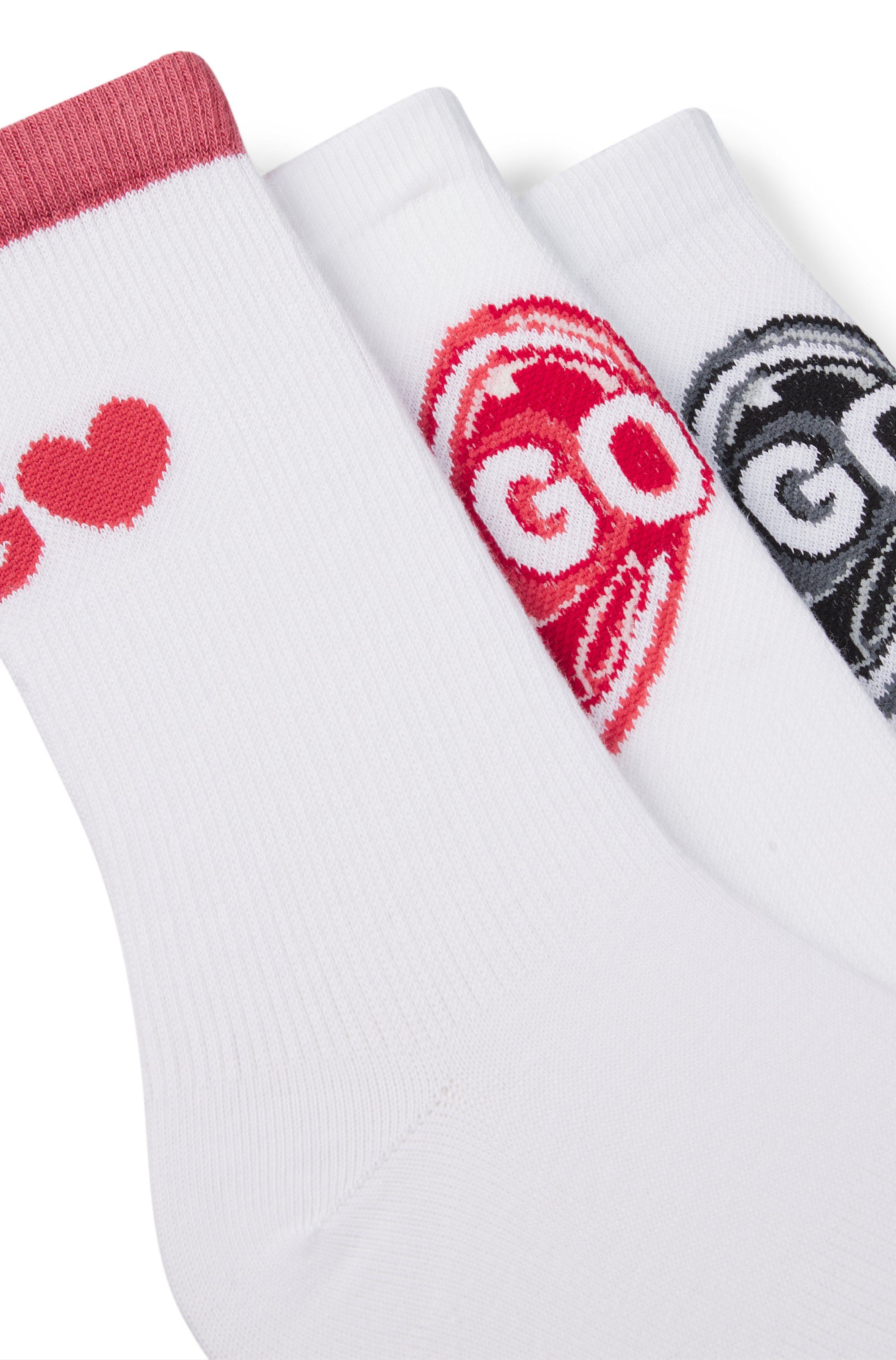 HUGO underwear Sportsokken 3P QS VALENTINE CC W zijn voorzien van logo's in valentijnsdag-look (Set van 3)