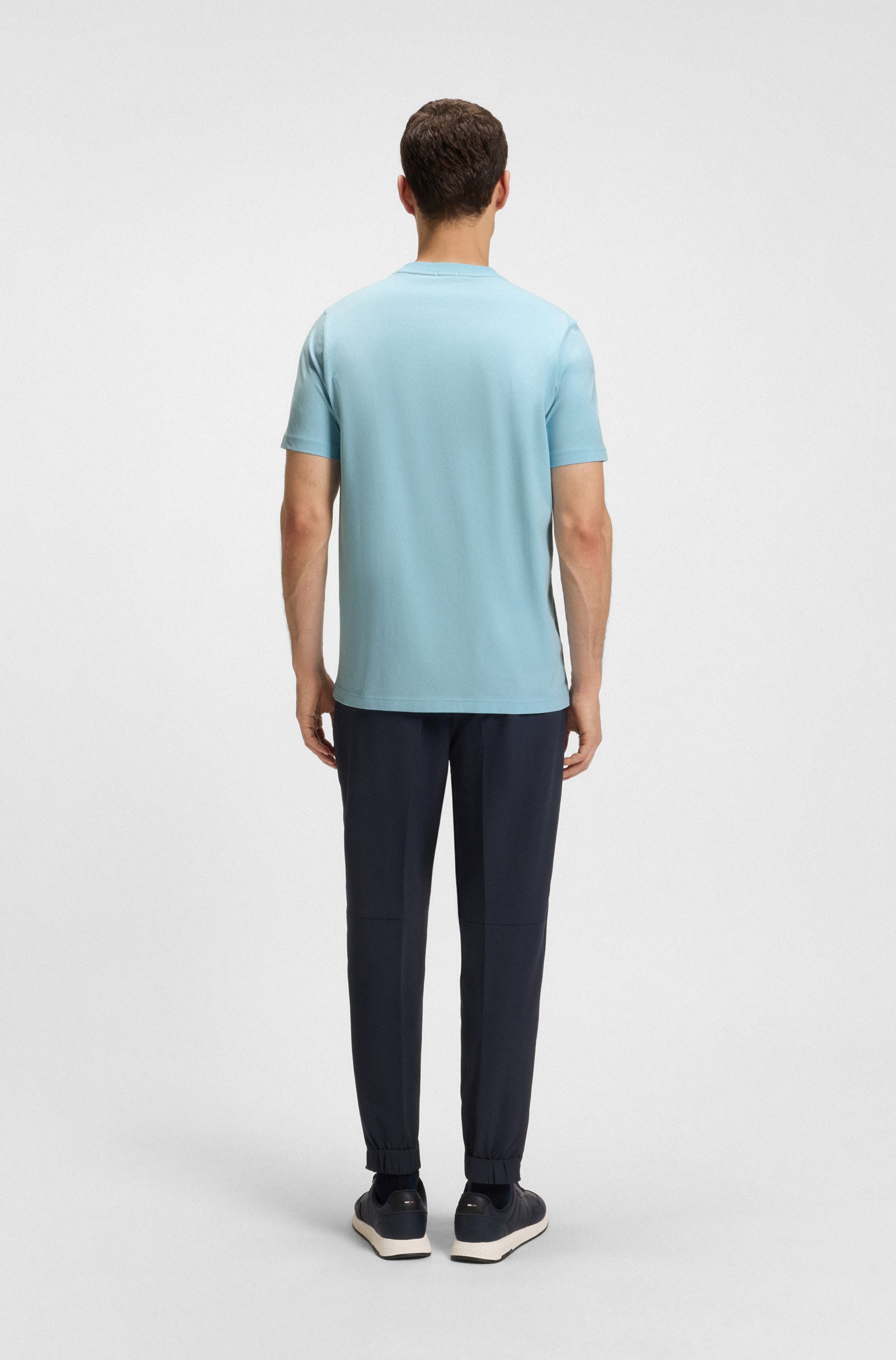 BOSS GREEN Shirt met ronde hals Thee met gegomd contrast-logo