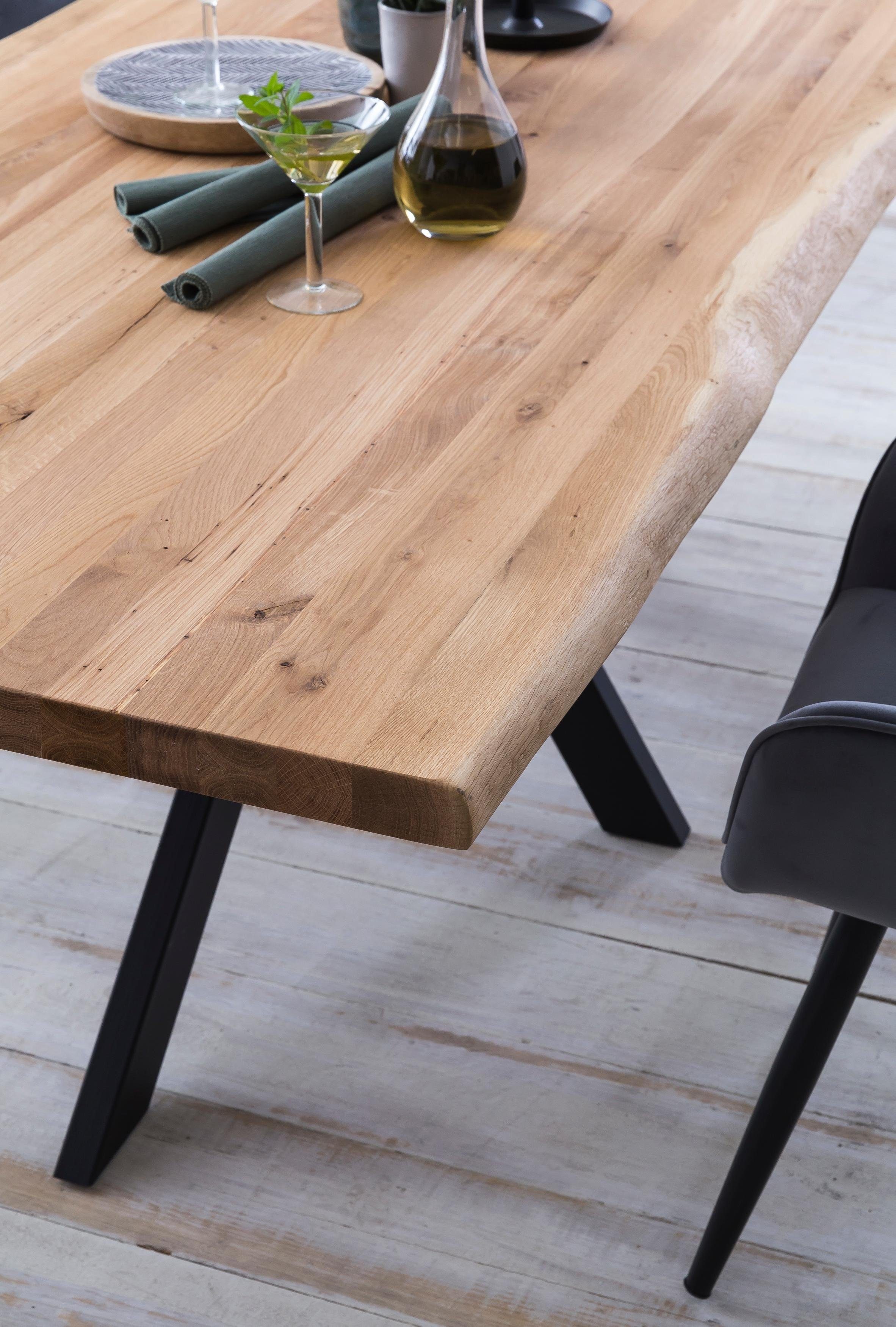 Home affaire Eettafel TRISTAN Massief wild eiken met echte boomrand
