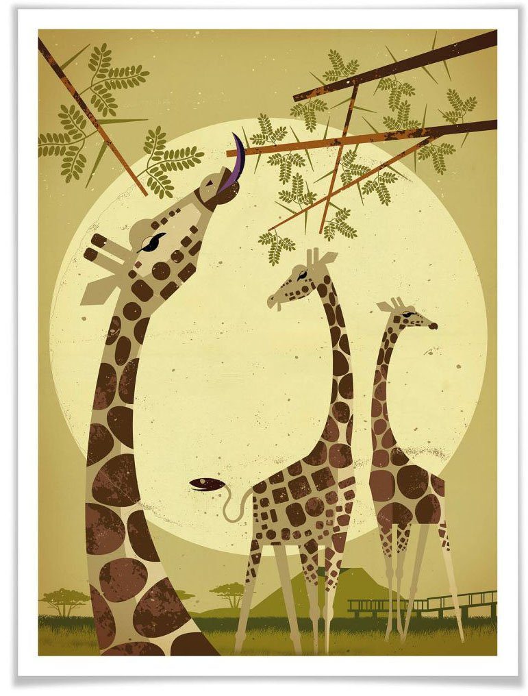 Wall-Art Poster Giraffen Poster, artprint, wandposter (1 stuk)
