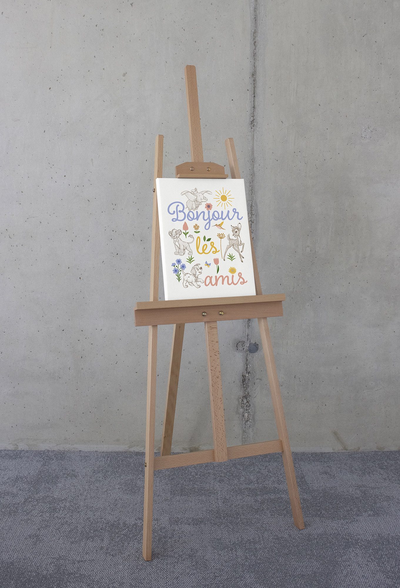 Komar Artprint op linnen Disney Classics Bonjour 300 x 280 cm (breedte x hoogte) - behang, vlies, woonkamer, slaapkamer (1 stuk)
