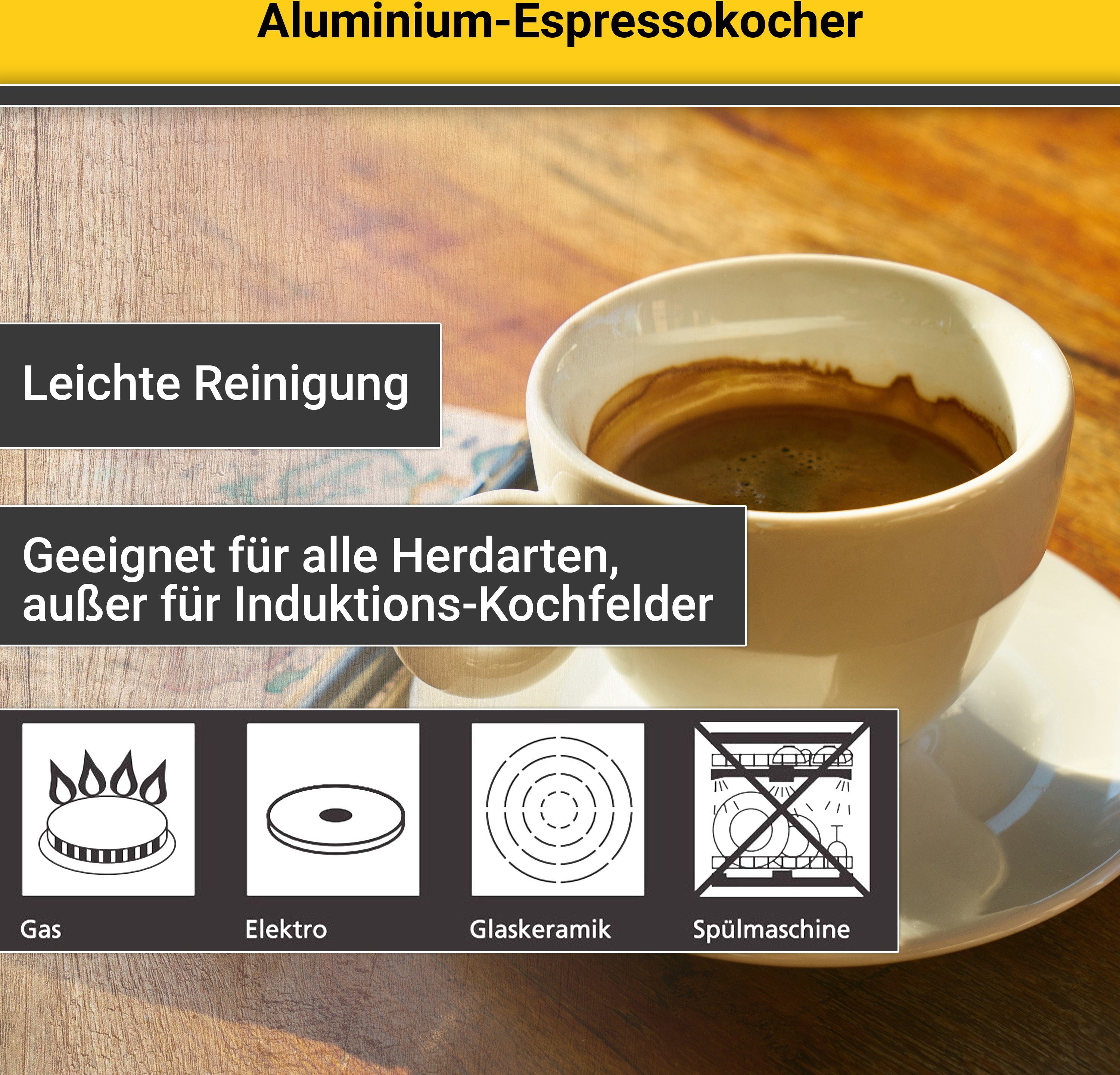 Krüger Espressomachine Italiano traditioneel italiaans, van aluminium, met silicone-afsluitring