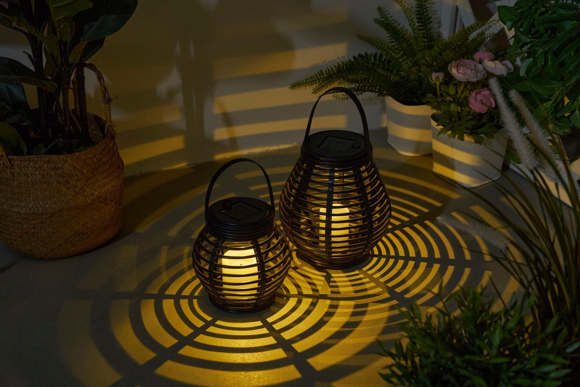 Pauleen Led-lantaarn Sunshine Glow 2x solarlaterne zwart/bruin kunststof (2 stuks)