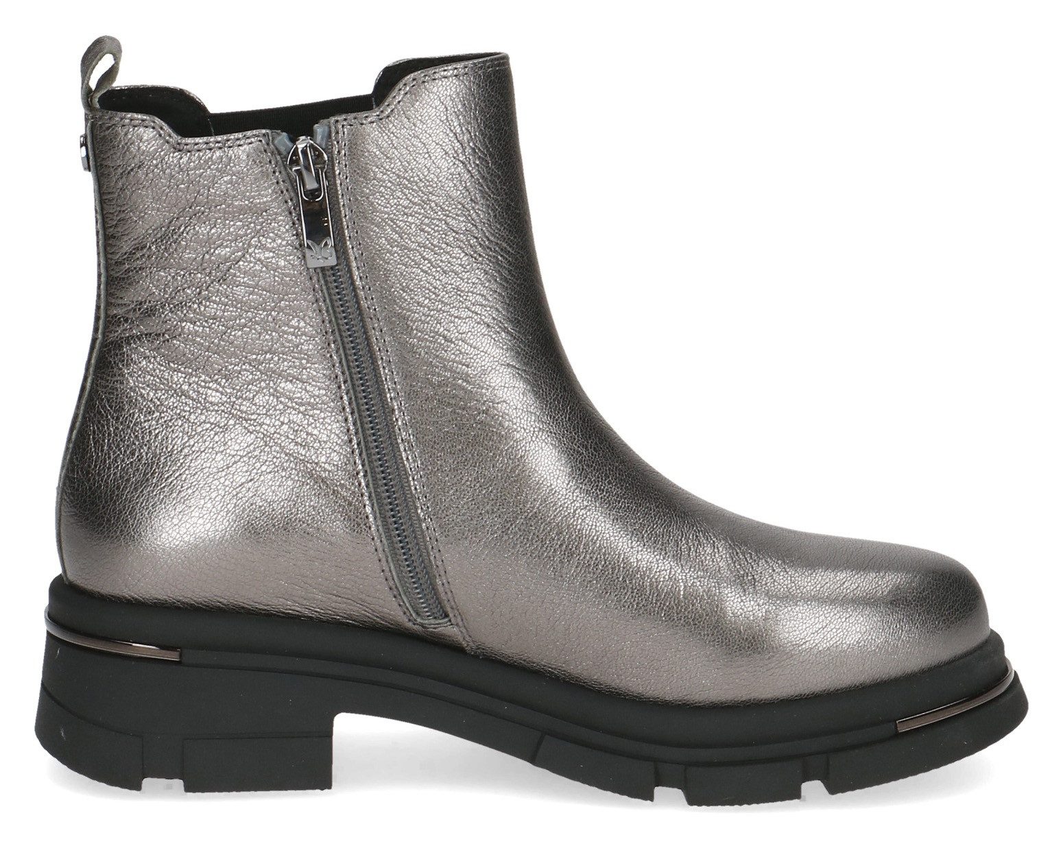 Caprice Chelsea-boots , blokhak, plateau, enkellaarsje in opvallende metallic-uitstraling