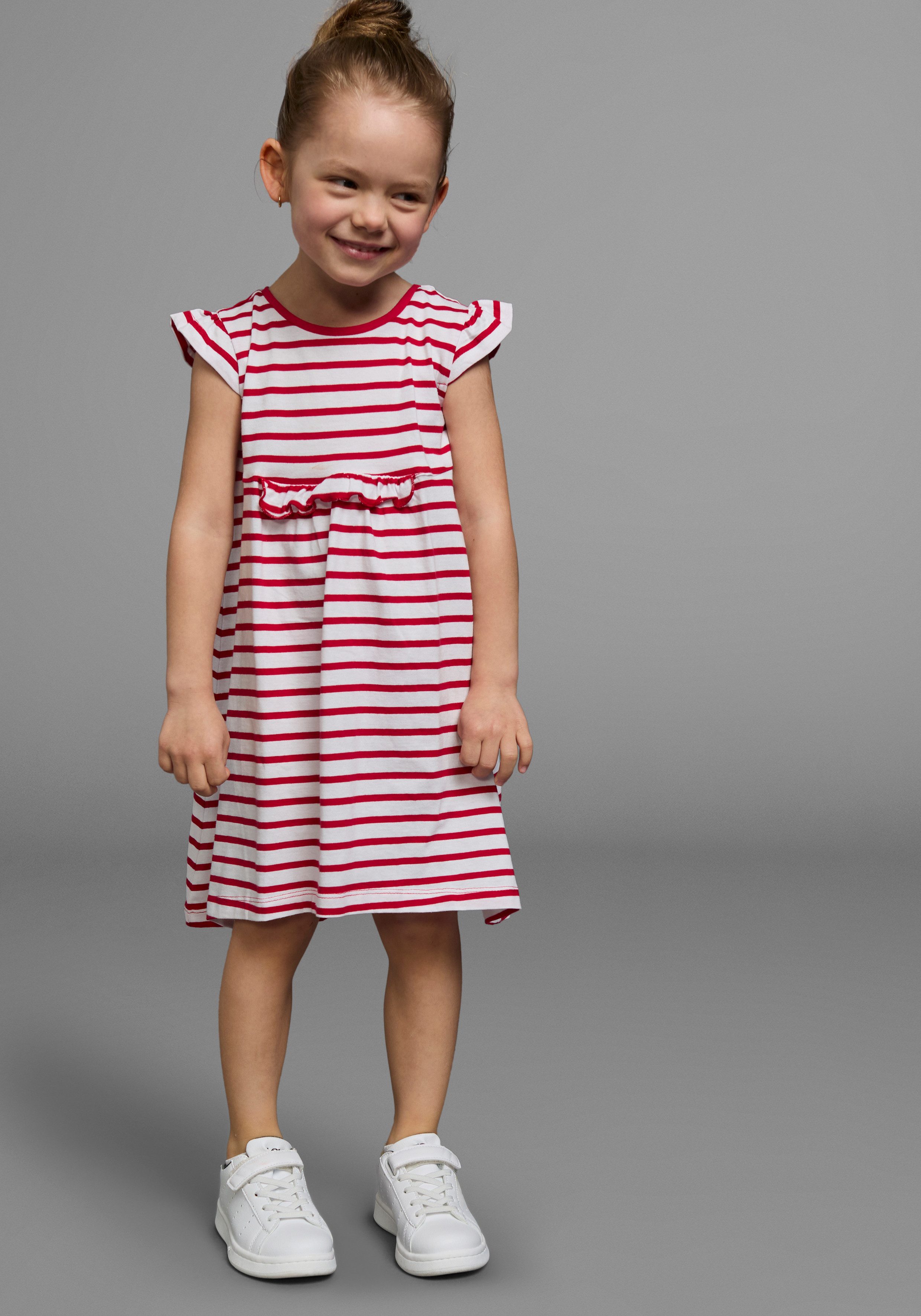 KIDSWORLD Jerseyjurk Voor kleine meisjes feestelijke gelegenheden, knie-vrij, modieuze stijl, van puur katoen (set, 2-delig)