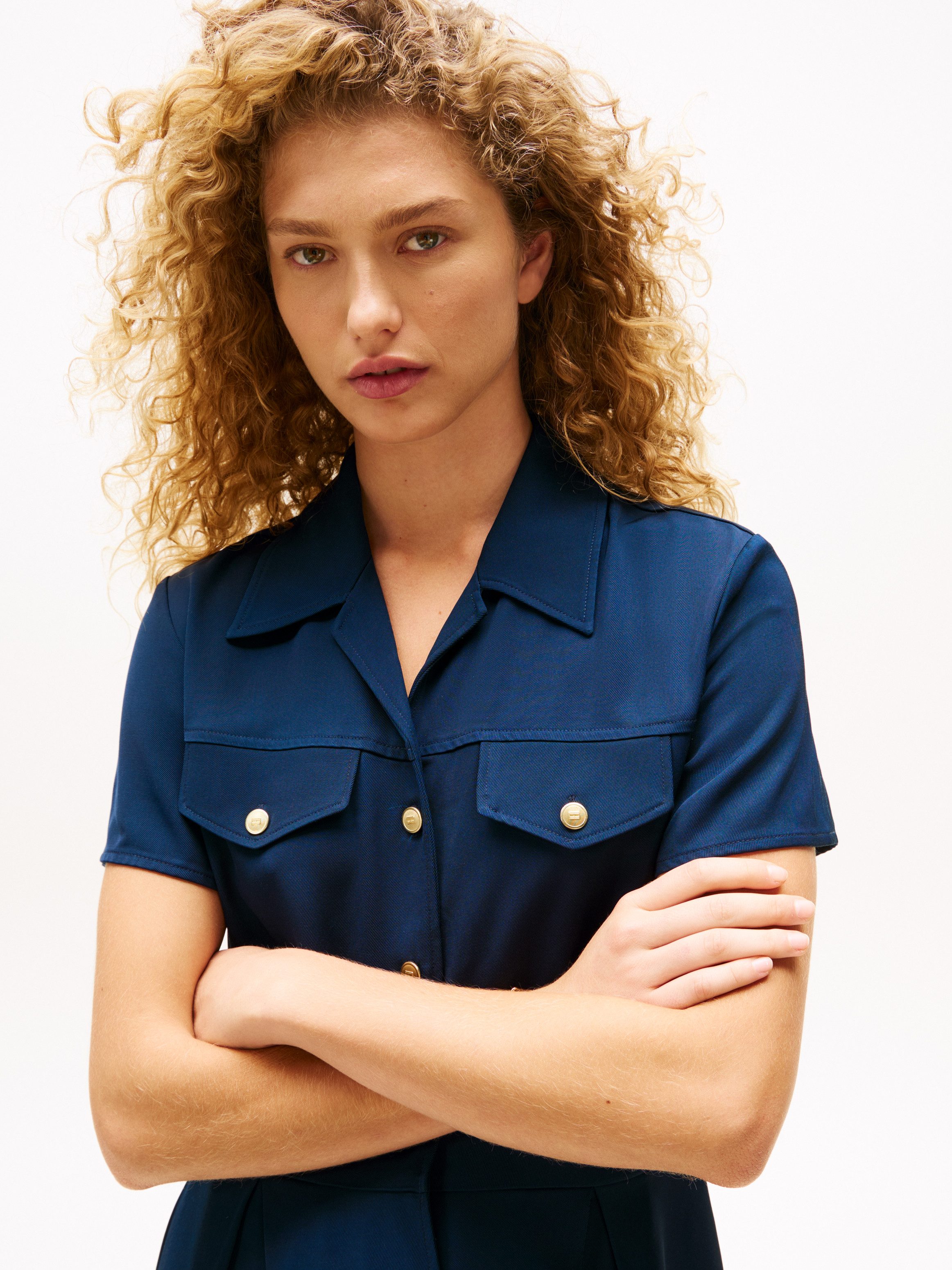 Tommy Hilfiger Jurk met overhemdkraag VIS TWILL S/S F&F MINI DRESS