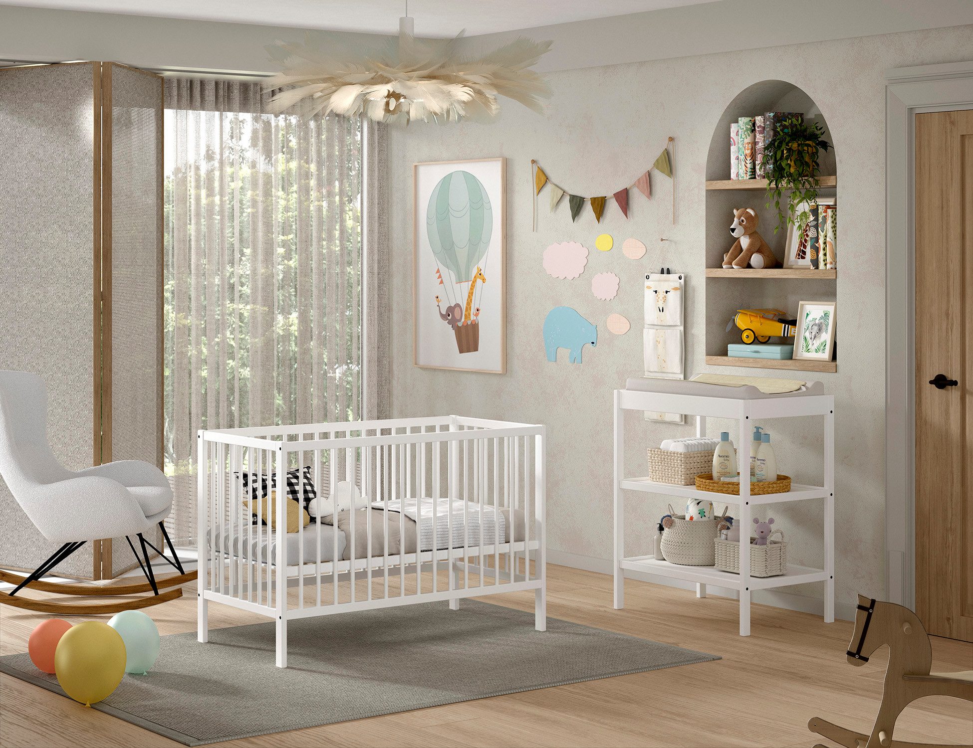 Vipack Babymeubelset Dino is het ideale startpakket voor uw kind van massief beukenhout (2-delig)