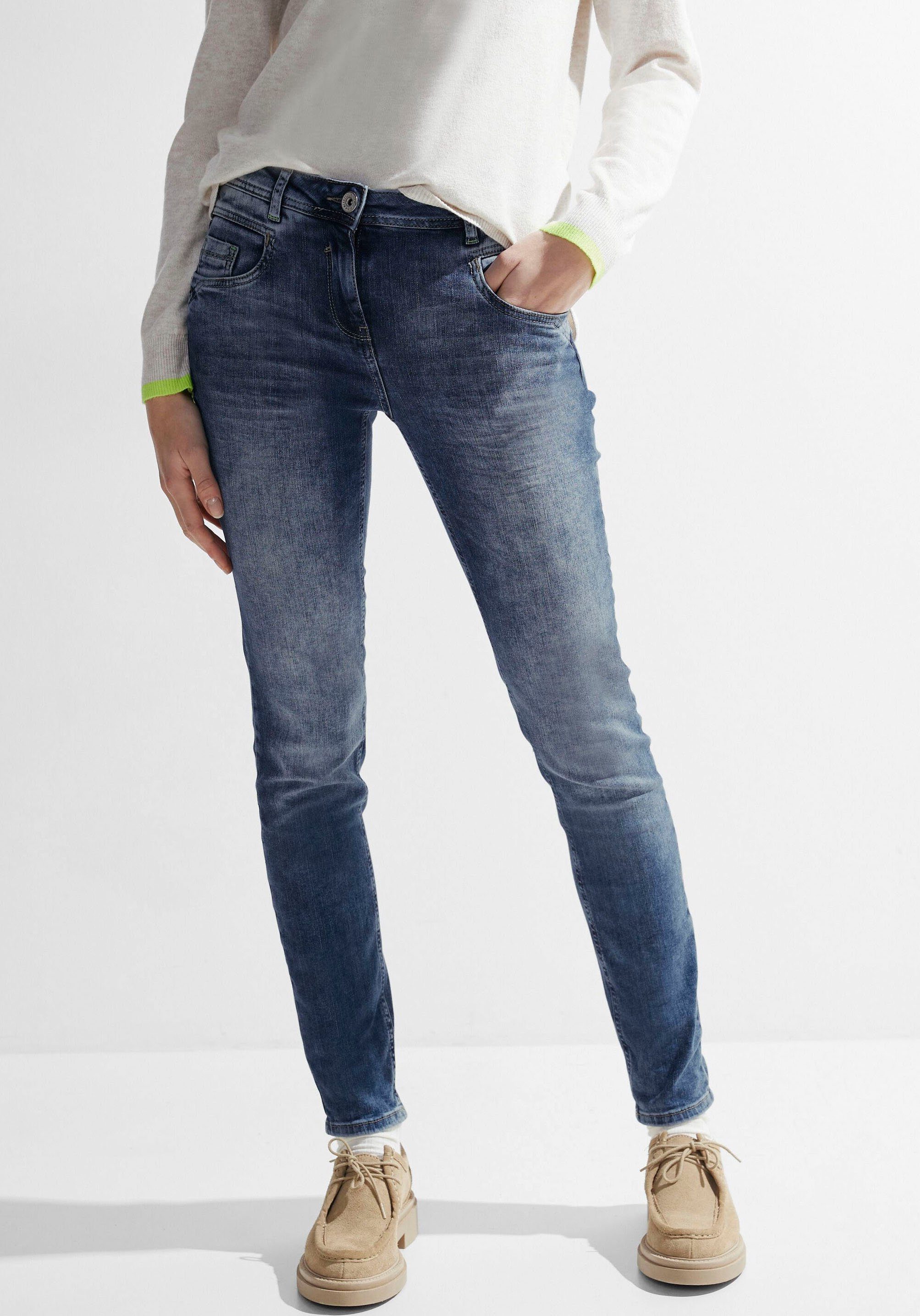 Cecil Slim fit jeans in middenblauwe wassing