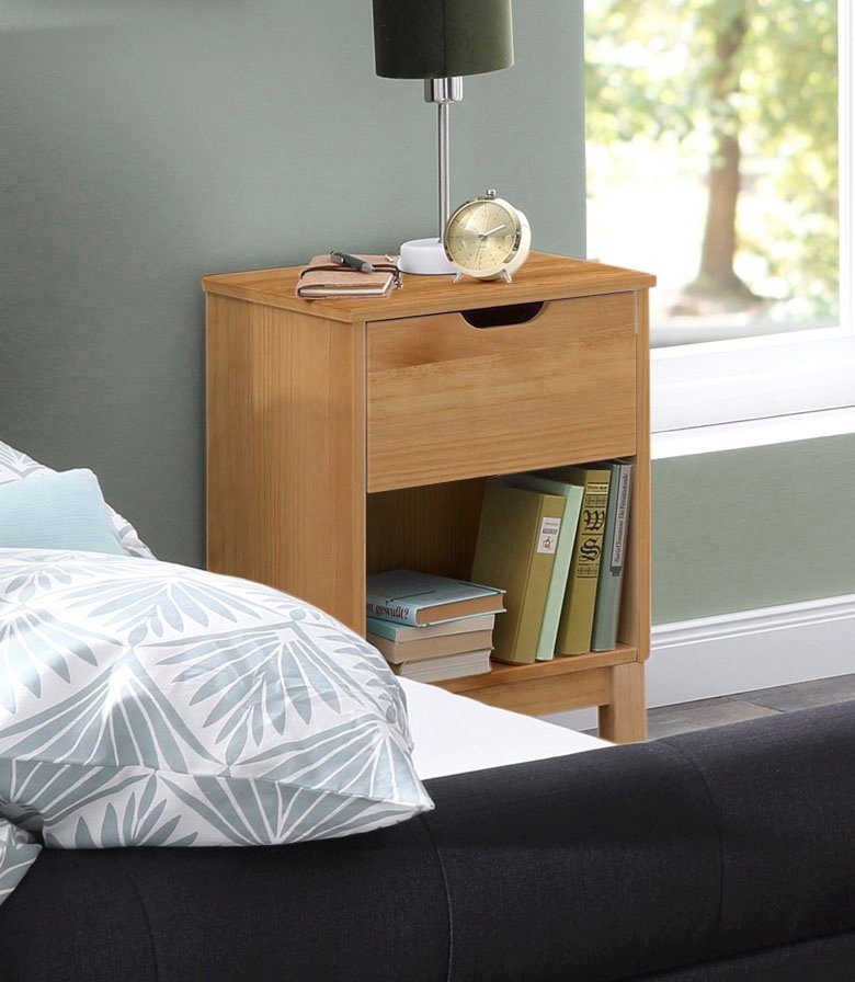 Home affaire Nachtkastje Post massief grenenhout, opbergmogelijkheid door lade, breedte 38 cm