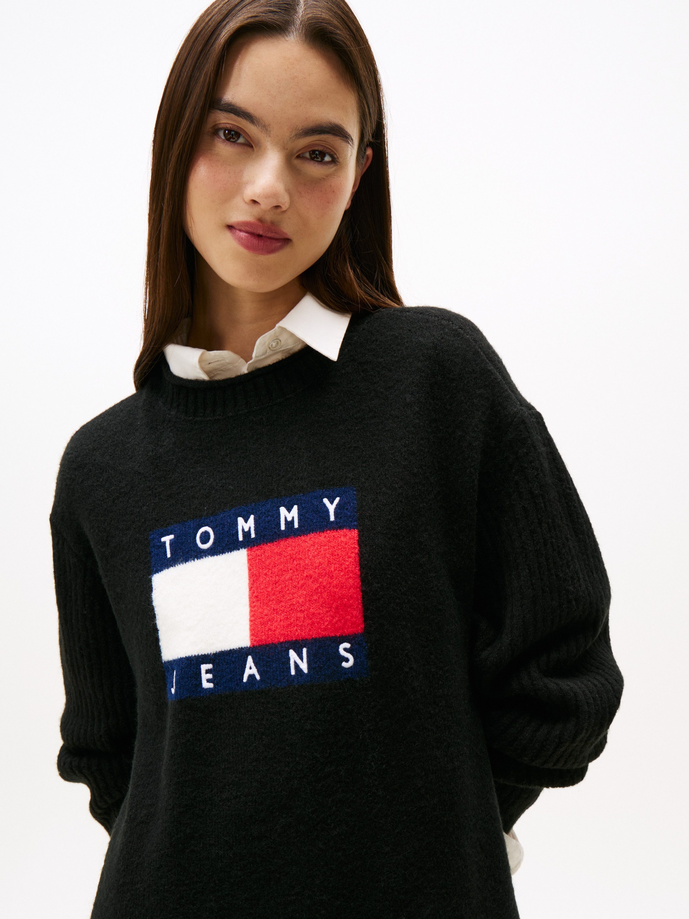TOMMY JEANS Gebreide jurk TJW FLAG SWEATER DRESS EXT