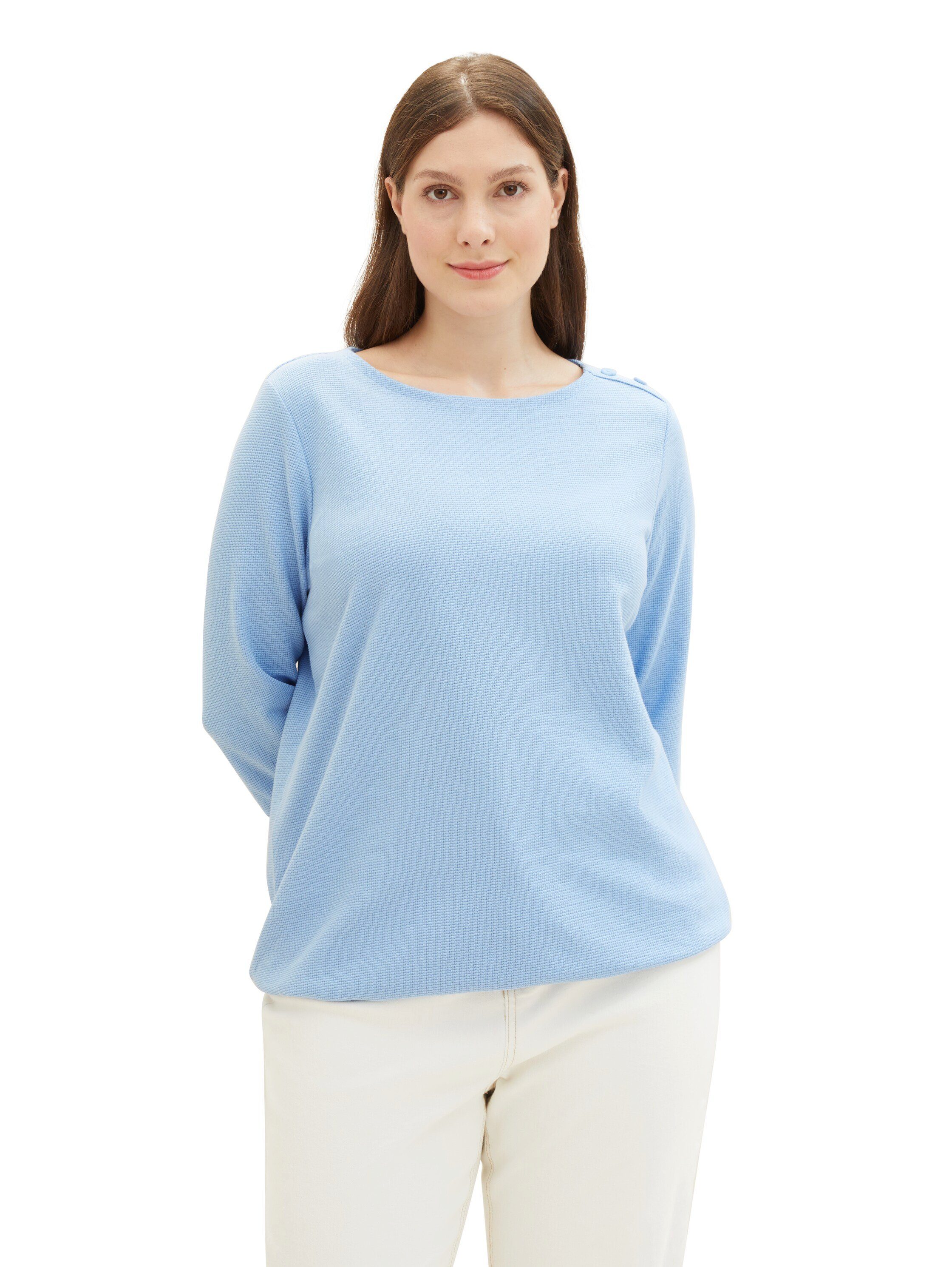 TOM TAILOR MY TRUE ME Shirt met 3 4 mouwen met u-boot halslijn en knoopdetails