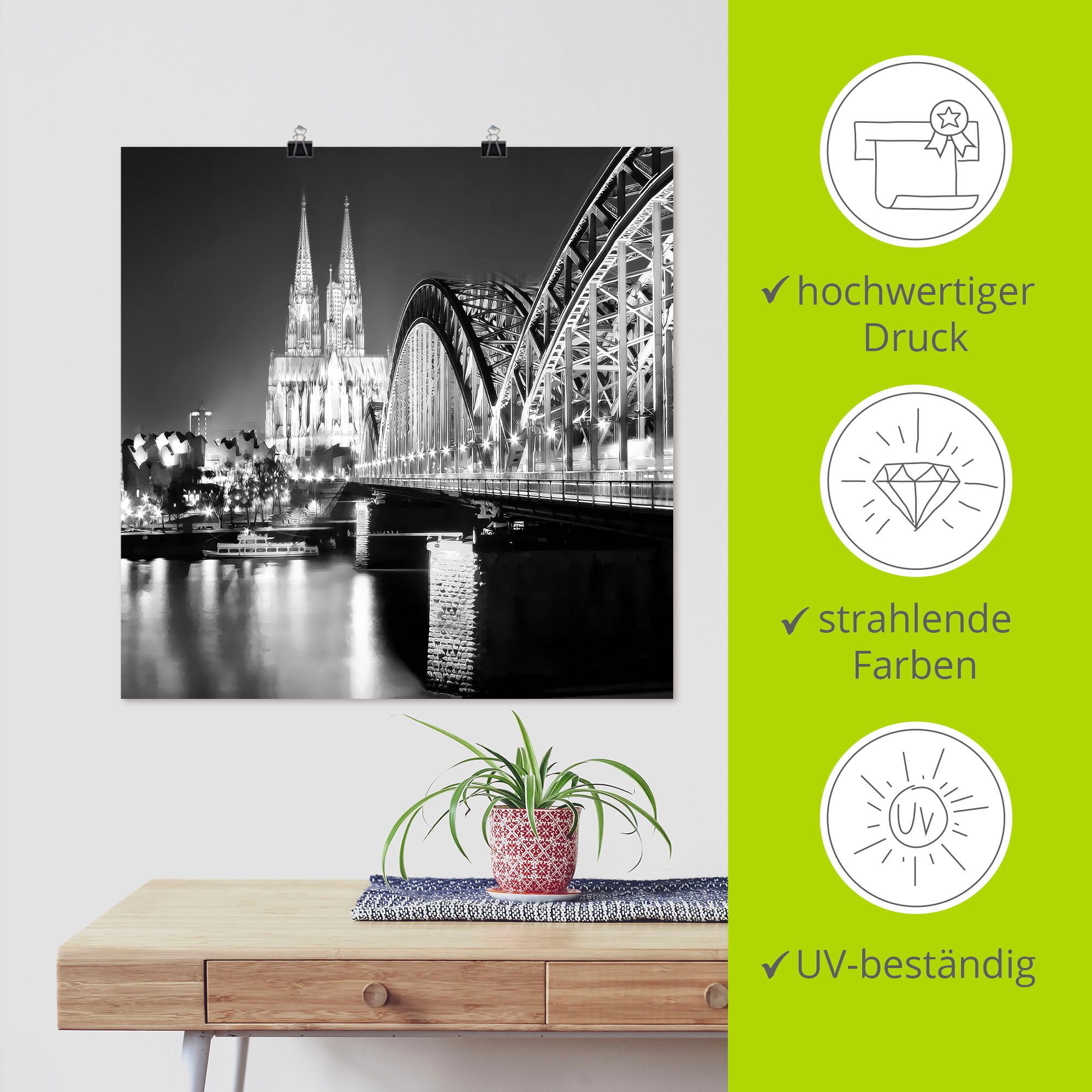 Artland Artprint Keulen Skyline abstracte collage 19 als artprint op linnen, poster in verschillende formaten maten