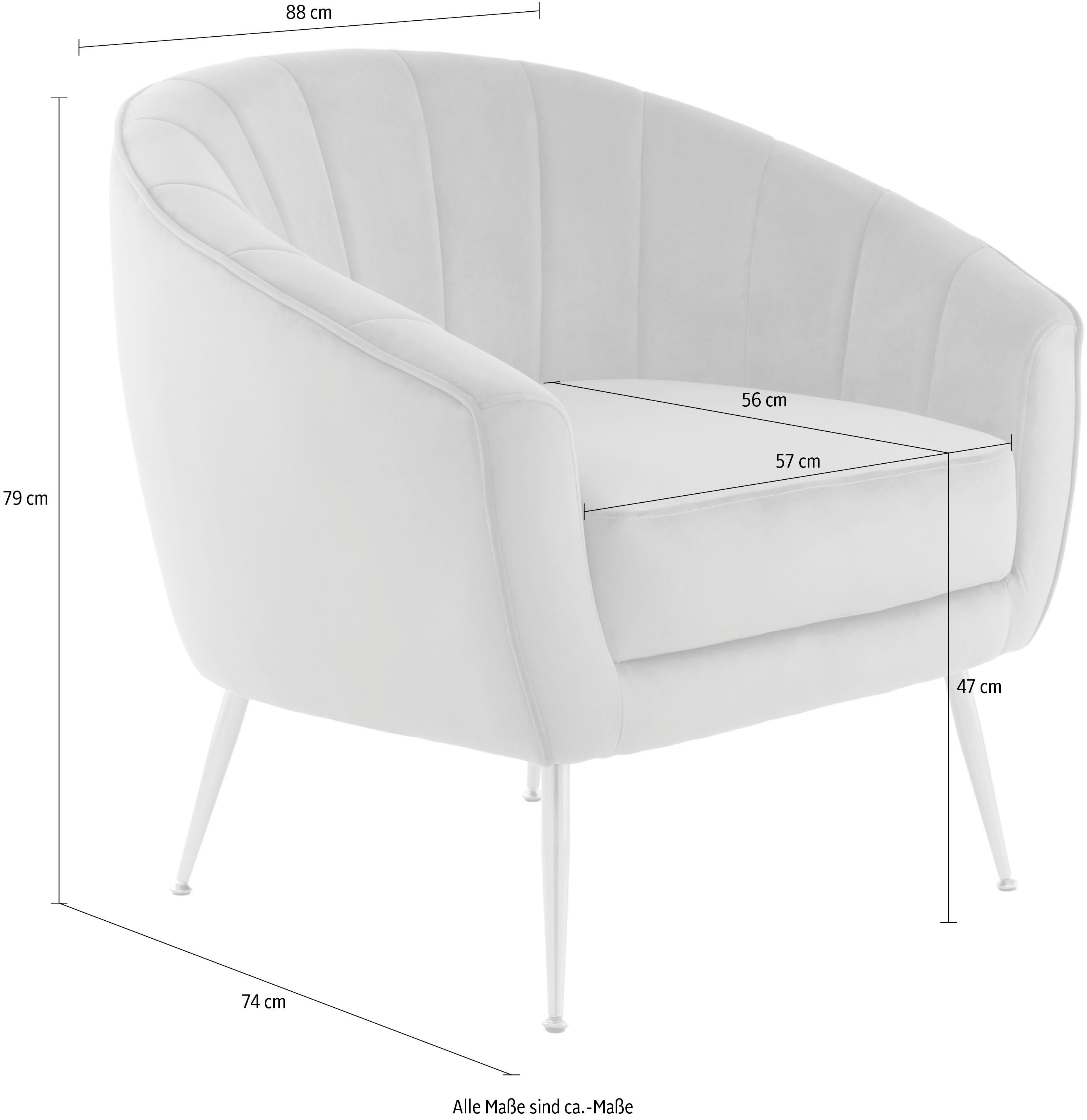 Kayoom Fauteuil Sofa Doreen 125, comfortabele fauteuil, eentonig ontwerp modern, ruimtebesparend, onderhoudsvriendelijk, fluwelen bekleding van stof (1 stuk)