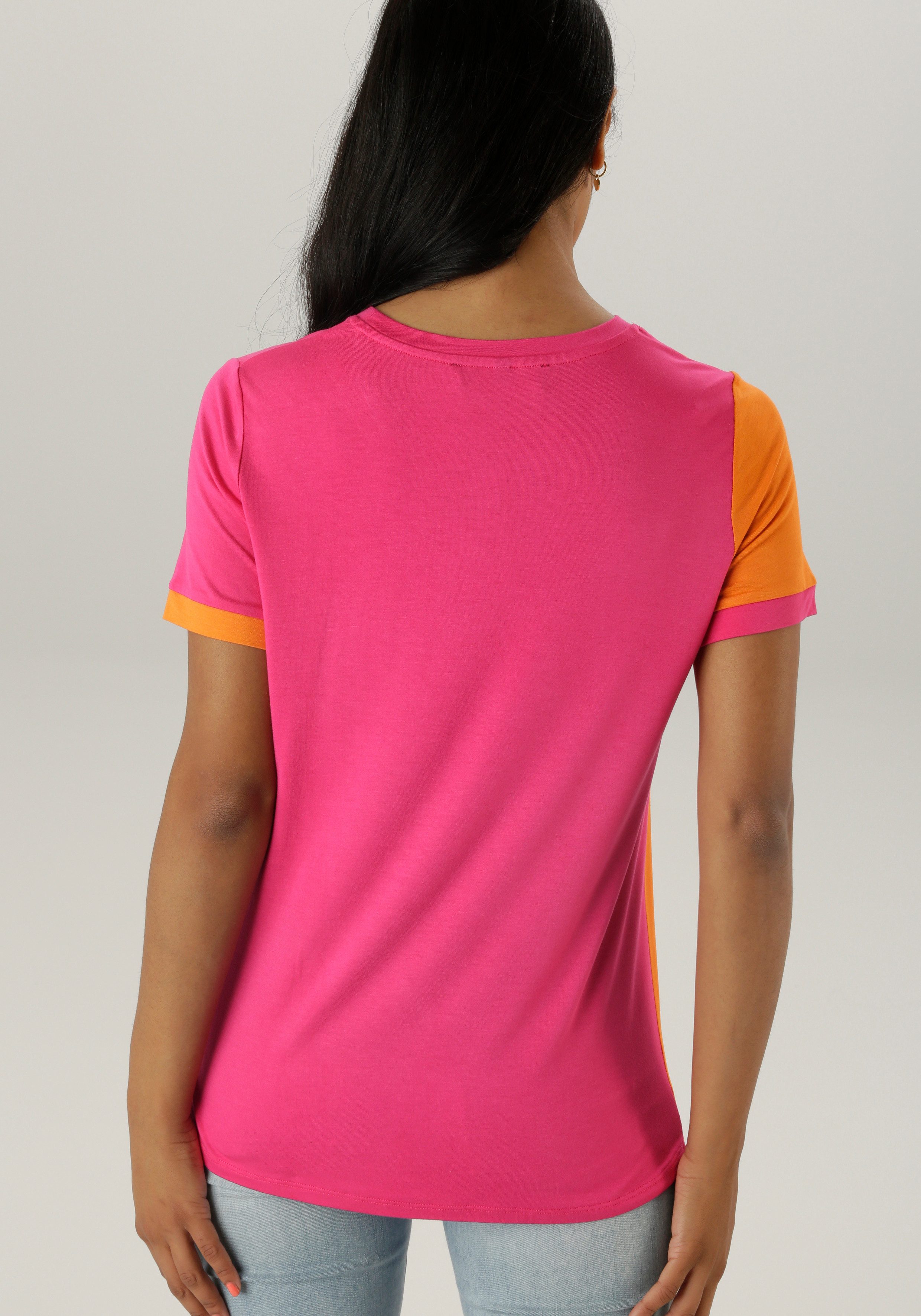 Aniston SELECTED T-shirt met trendy en kleursterke colorblock - nieuwe kollectie