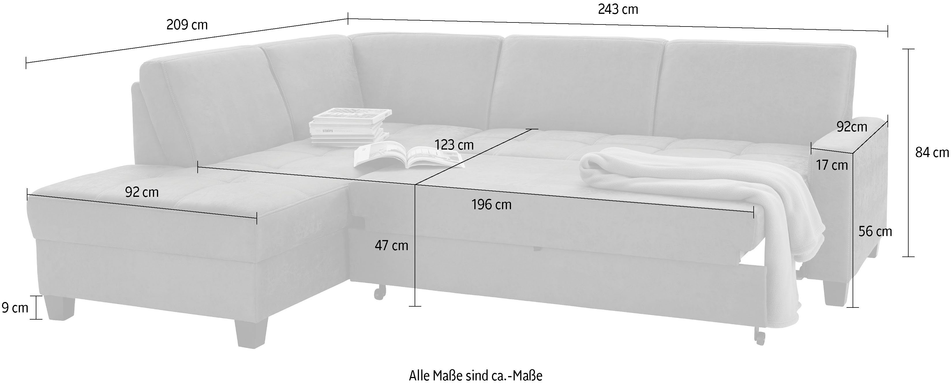 DOMO collection Hoekbank Florentina tijdloos en elegant, zitnaden als designelement, L-vorm