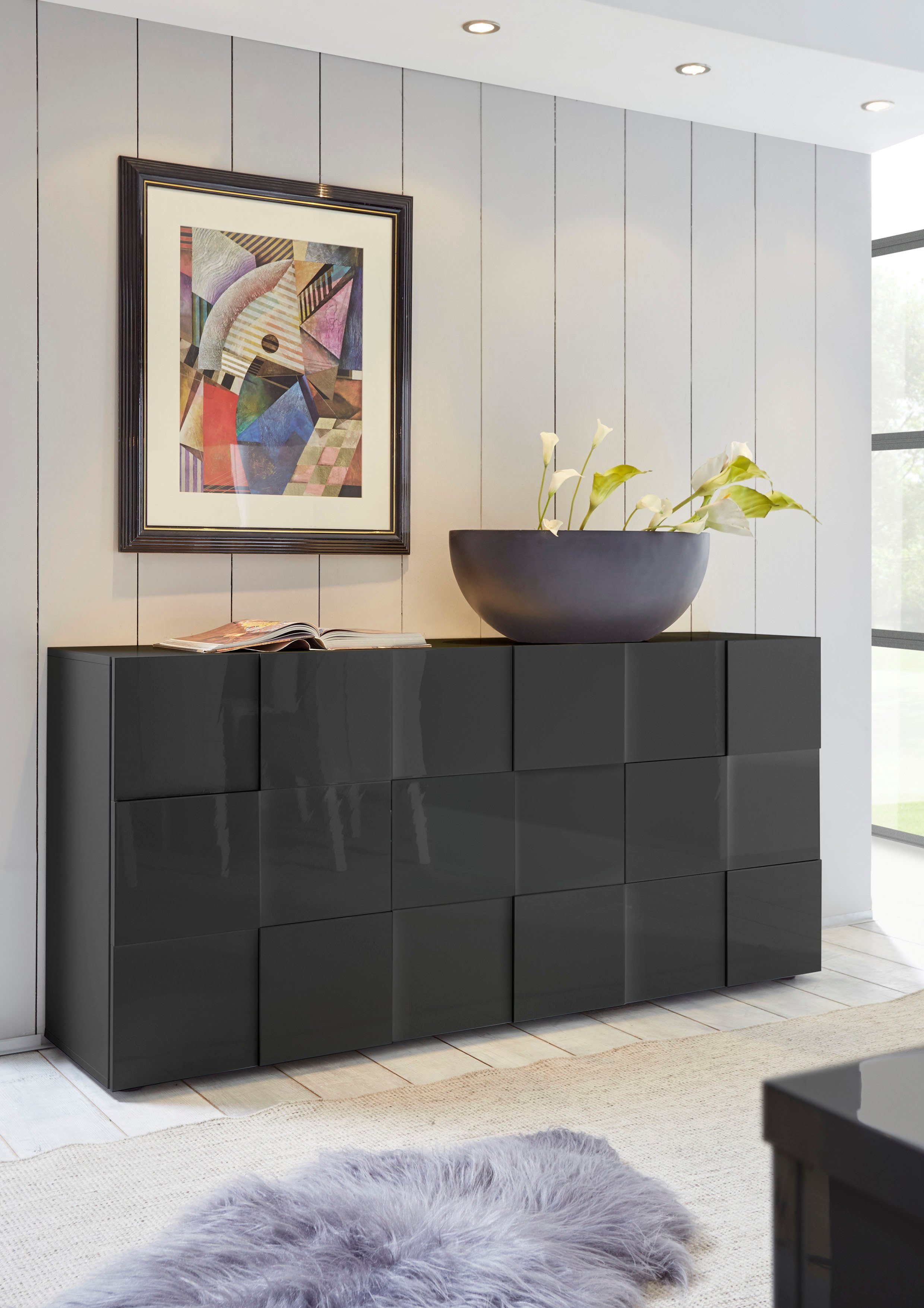 INOSIGN Dressoir Dama Breedte 181, Commode 3 deuren, Dressoir Front in 3D-uiterlijk, veel opbergruimte, verschillende kleuren