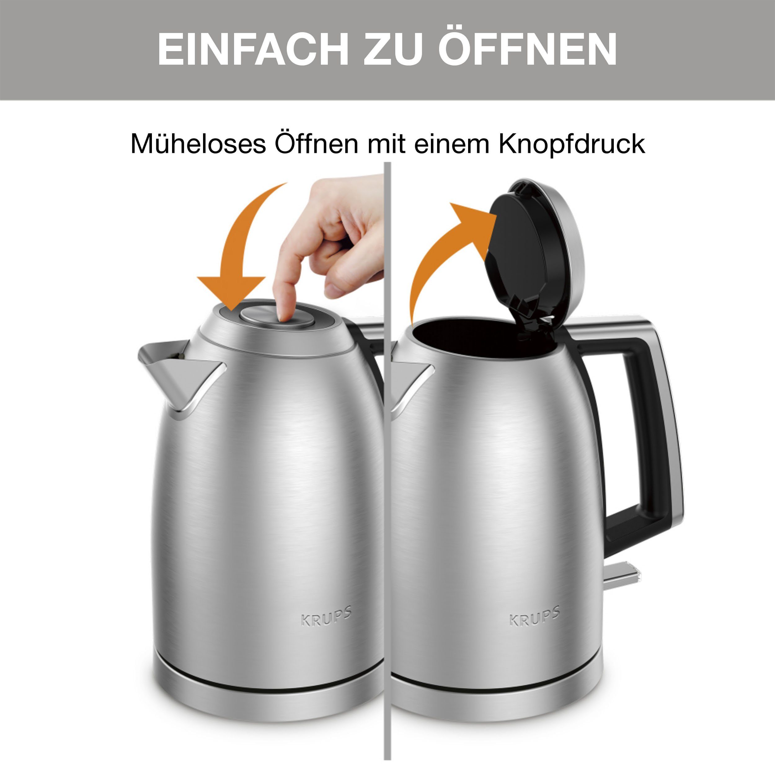 Krups Waterkoker BW552D Excellence, 1,7 l, Auto Shut-off, 360° draaibare voet, waterpeil bij het handvat