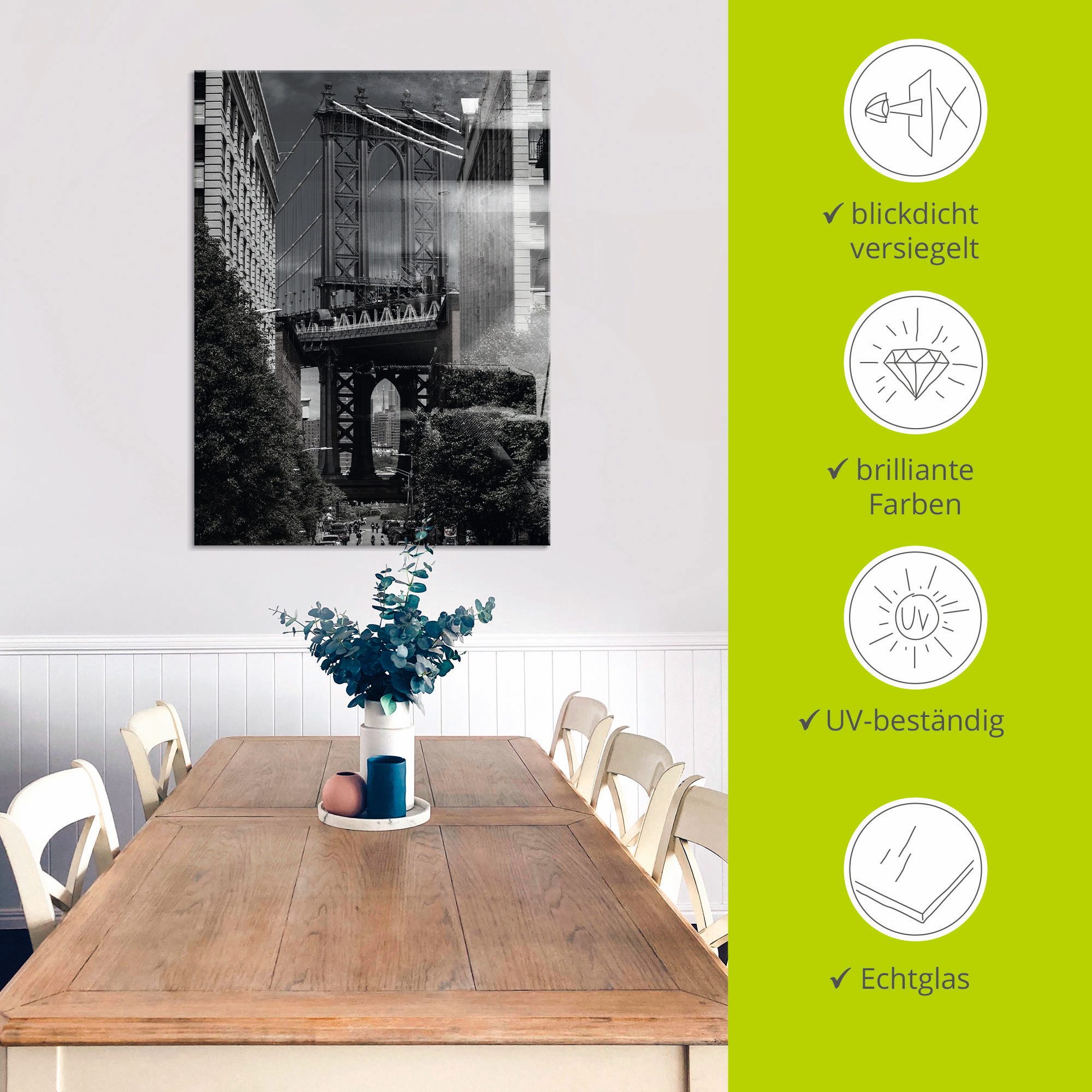 Artland Print op glas New York Manhattan Bridge II