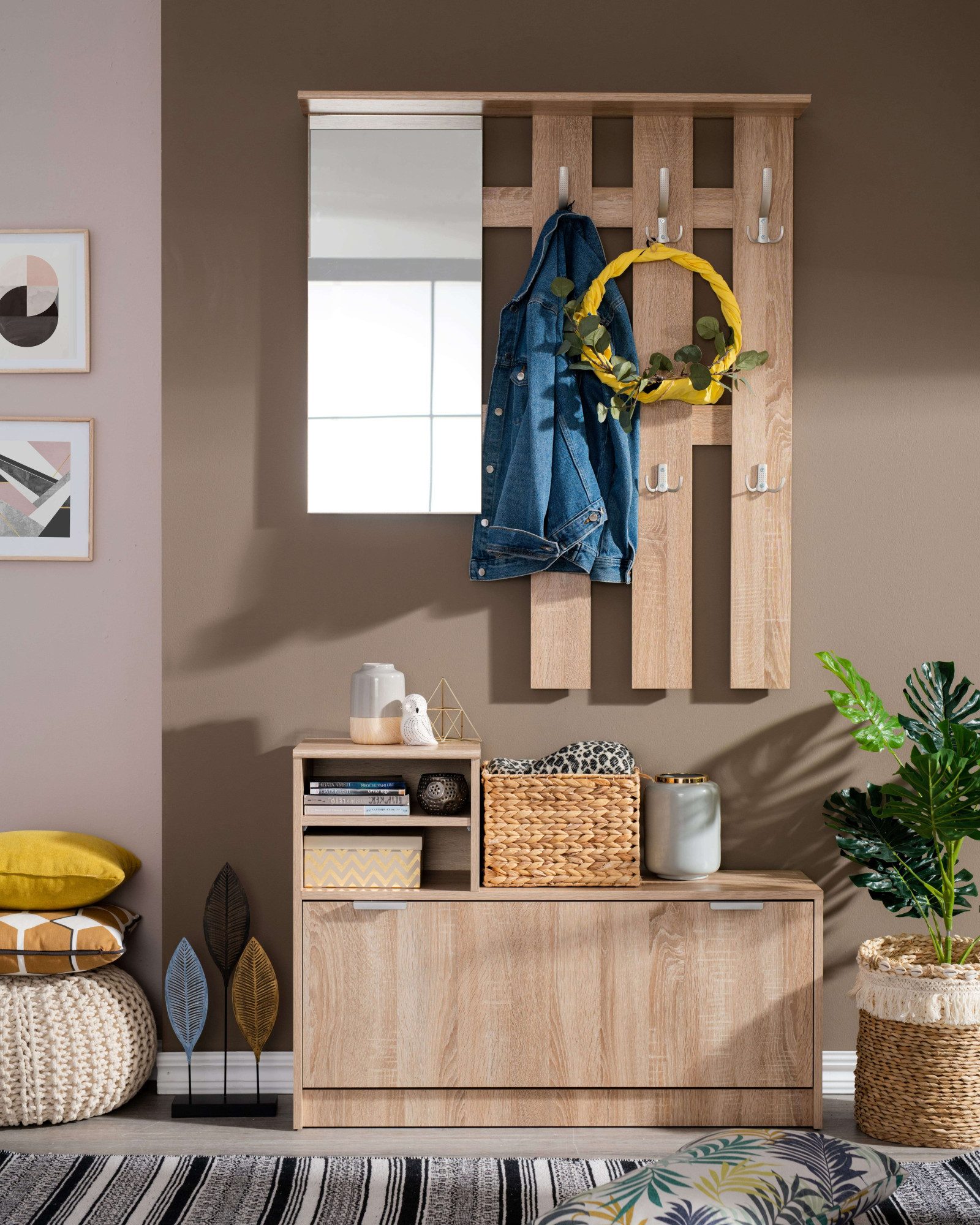 INOSIGN Halmeubelset Ravenna halgarderobe, dielenkast, compacte garderobe, breedte 100 cm (complete set, 2-delig)