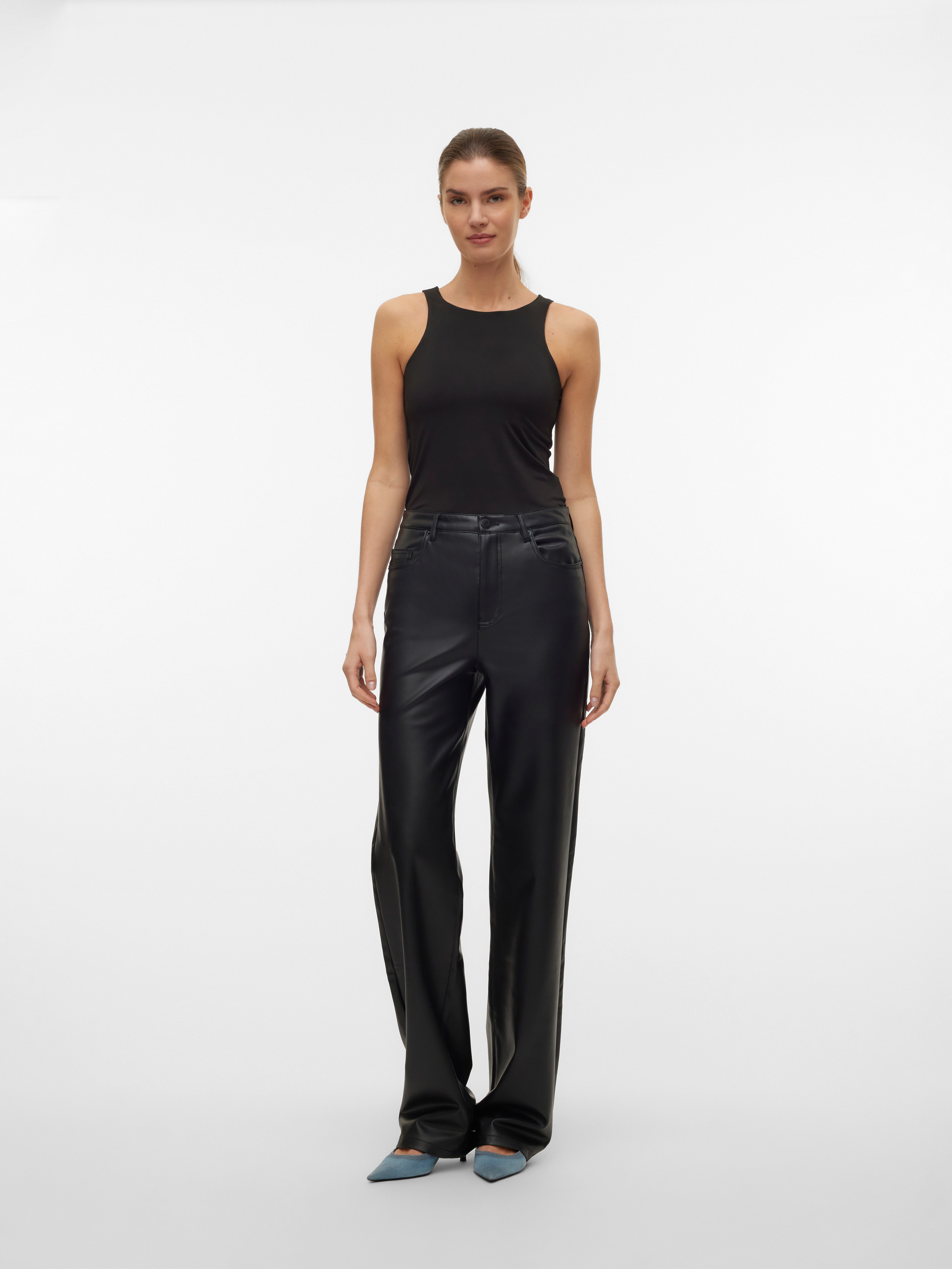 Vero Moda Imitatieleren broek VMTESSA HR WIDE PL PANTS NOOS