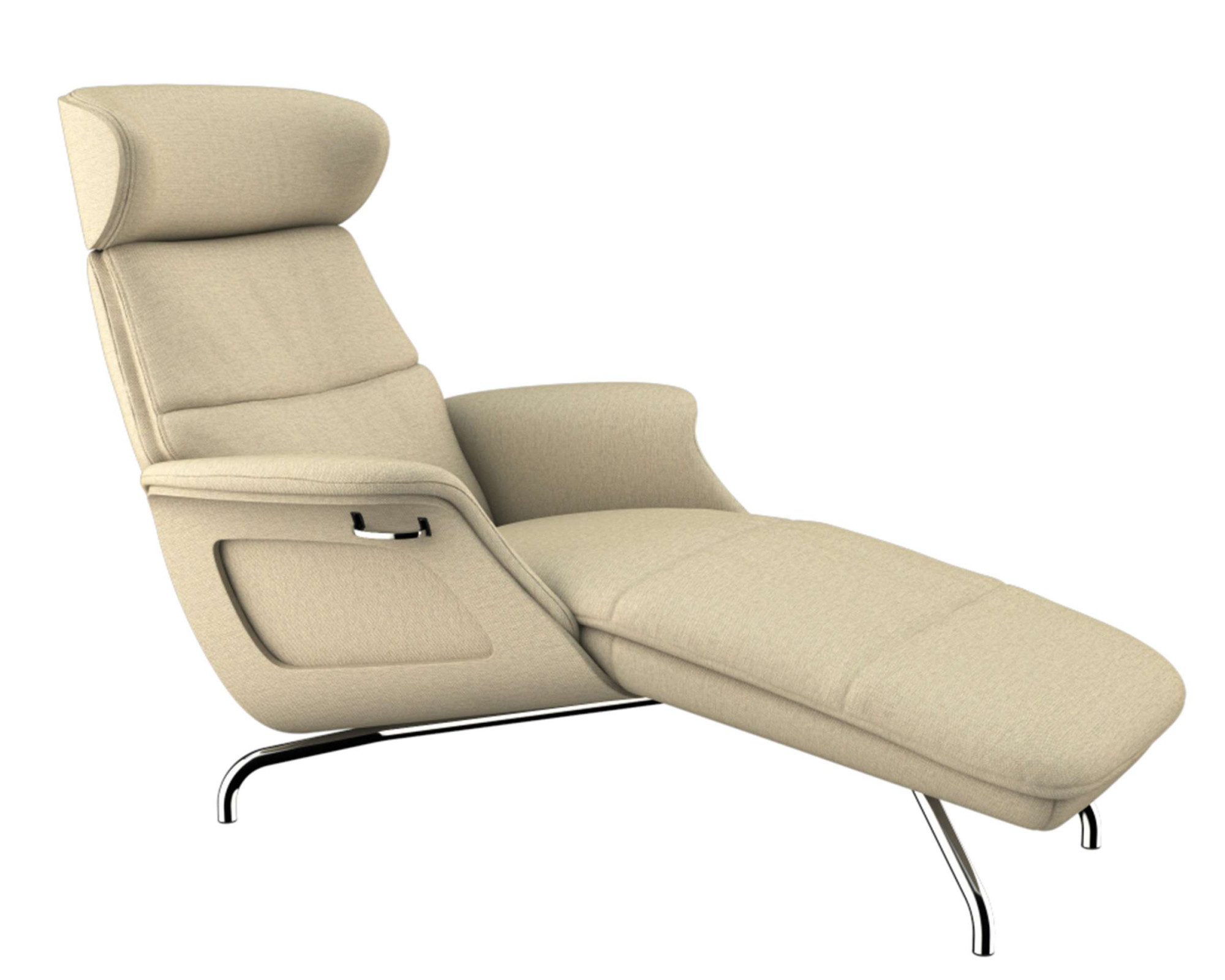 FLEXLUX Loungestoel Clement chaise longue, relaxstoel, ligstoel Rug- en hoofdsteunverstelling, armleuning, walnoot, voet van aluminium