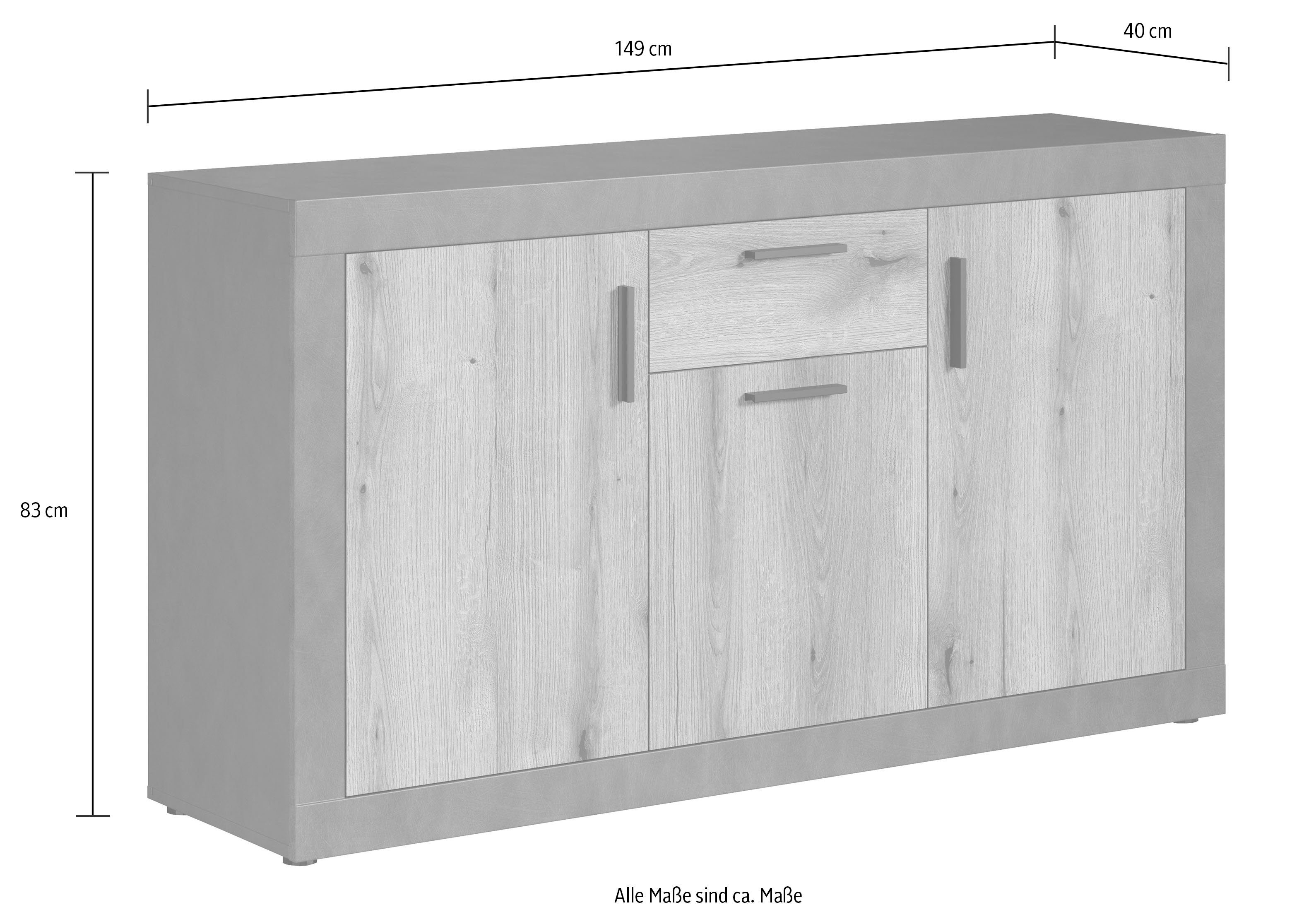 INOSIGN Dressoir Bergen Commode, flexibele opbergruimte, Breedte 149 cm (1 stuk)