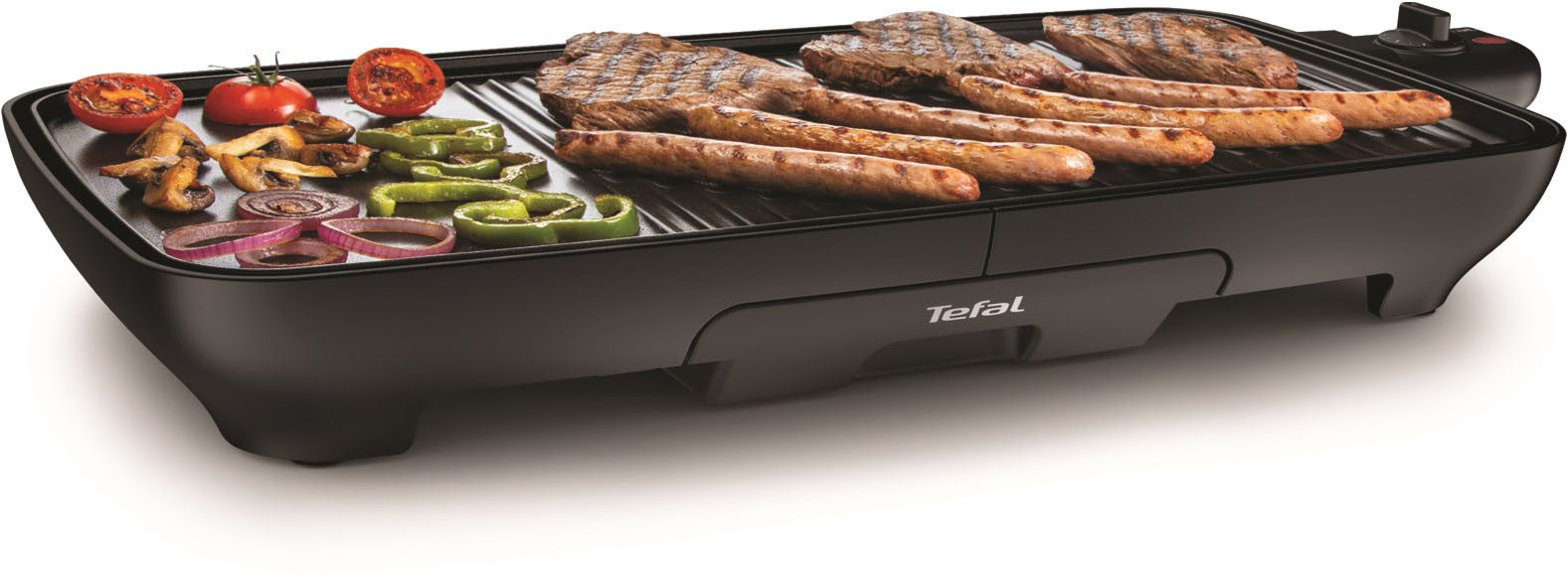 Tefal Tafelgrill Malaga, spülmaschinengeeignete Platte und Saftauffangbehälter