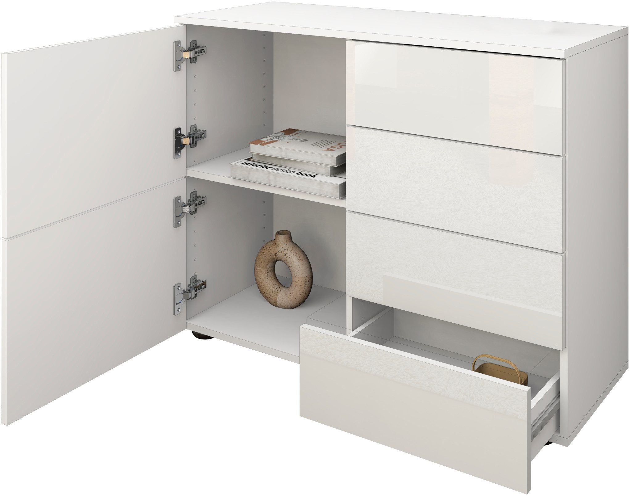 borchardt Möbel Kast Drukknop (Push-To-Open), in hoogte verstelbare planken