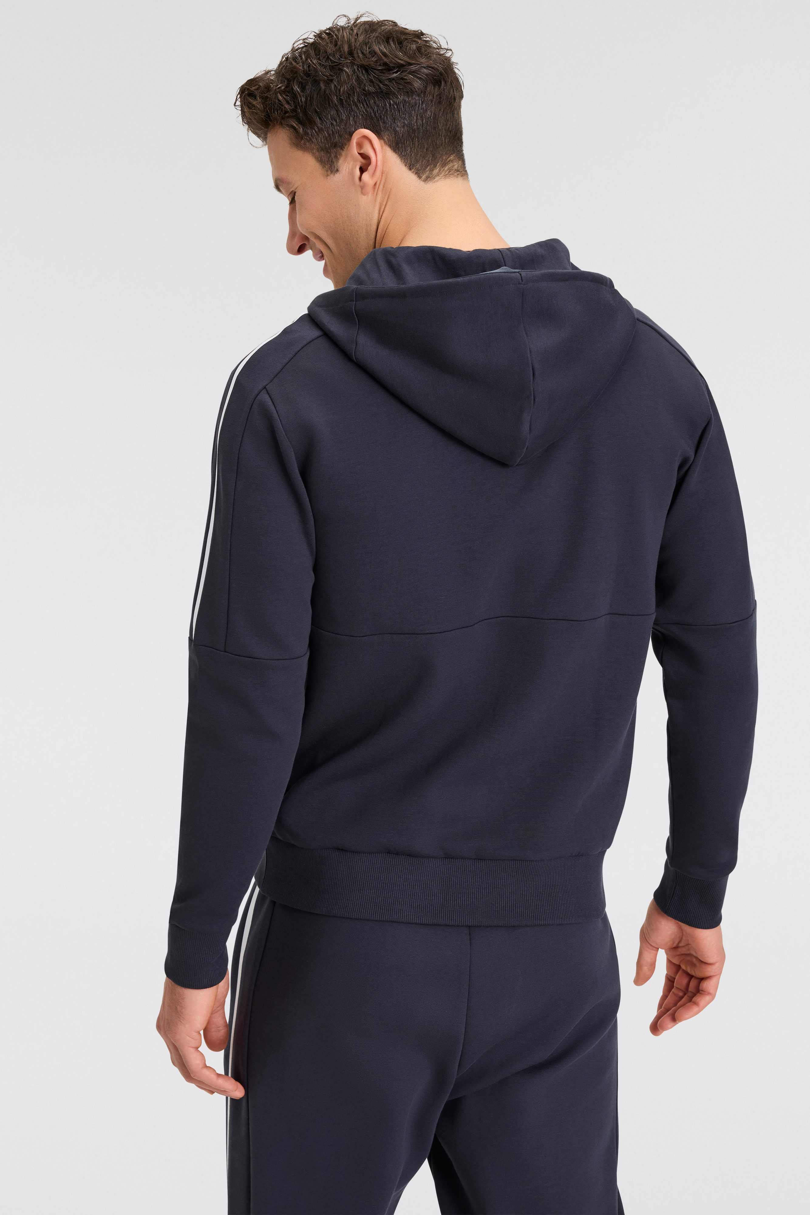 BOSS GREEN Capuchonsweatvest Saggynos met contraststrepen
