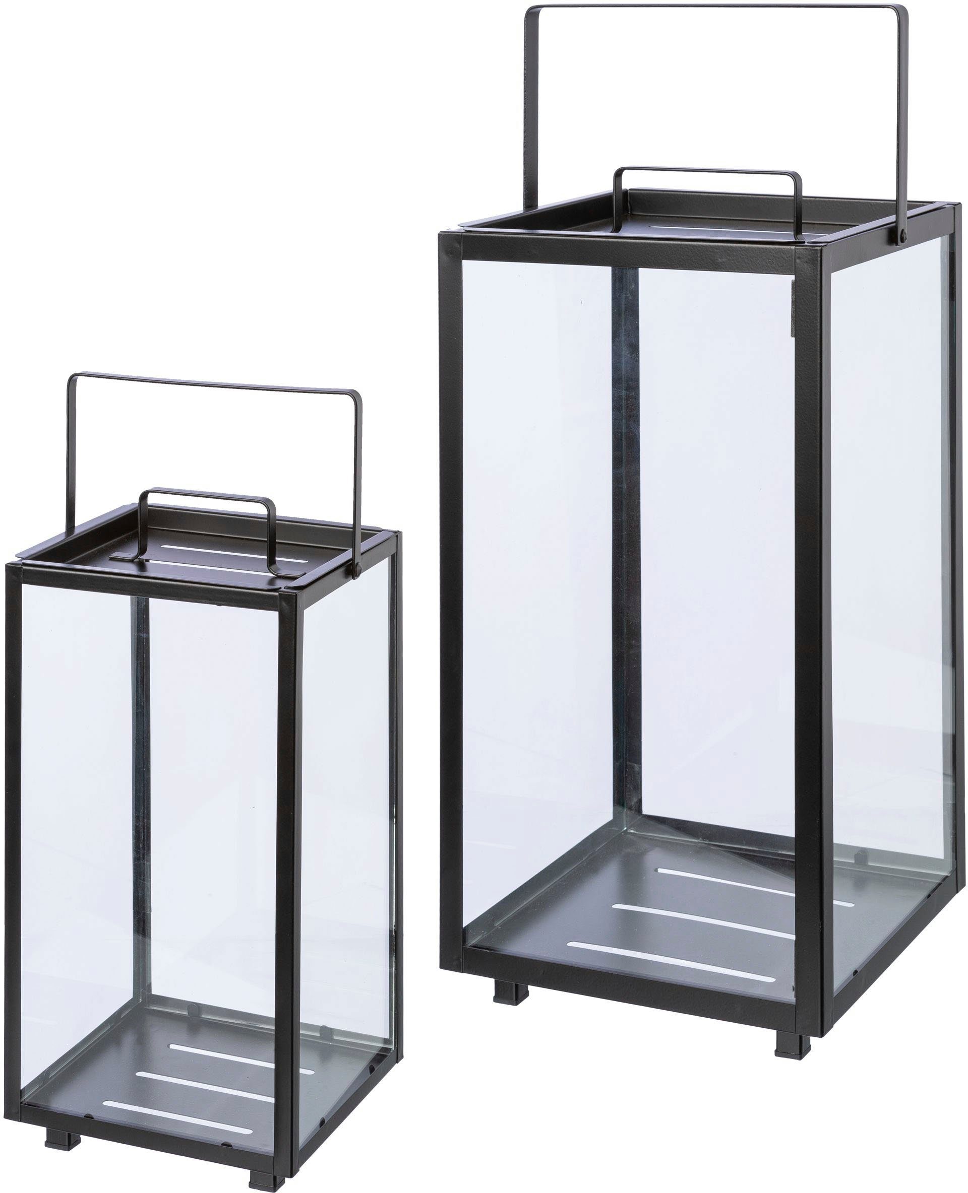 my home Lantaarn met kaars Anela, stomp kaarsenhouder Kaarsenhouder van metaal en glas (set, 2 stuks)