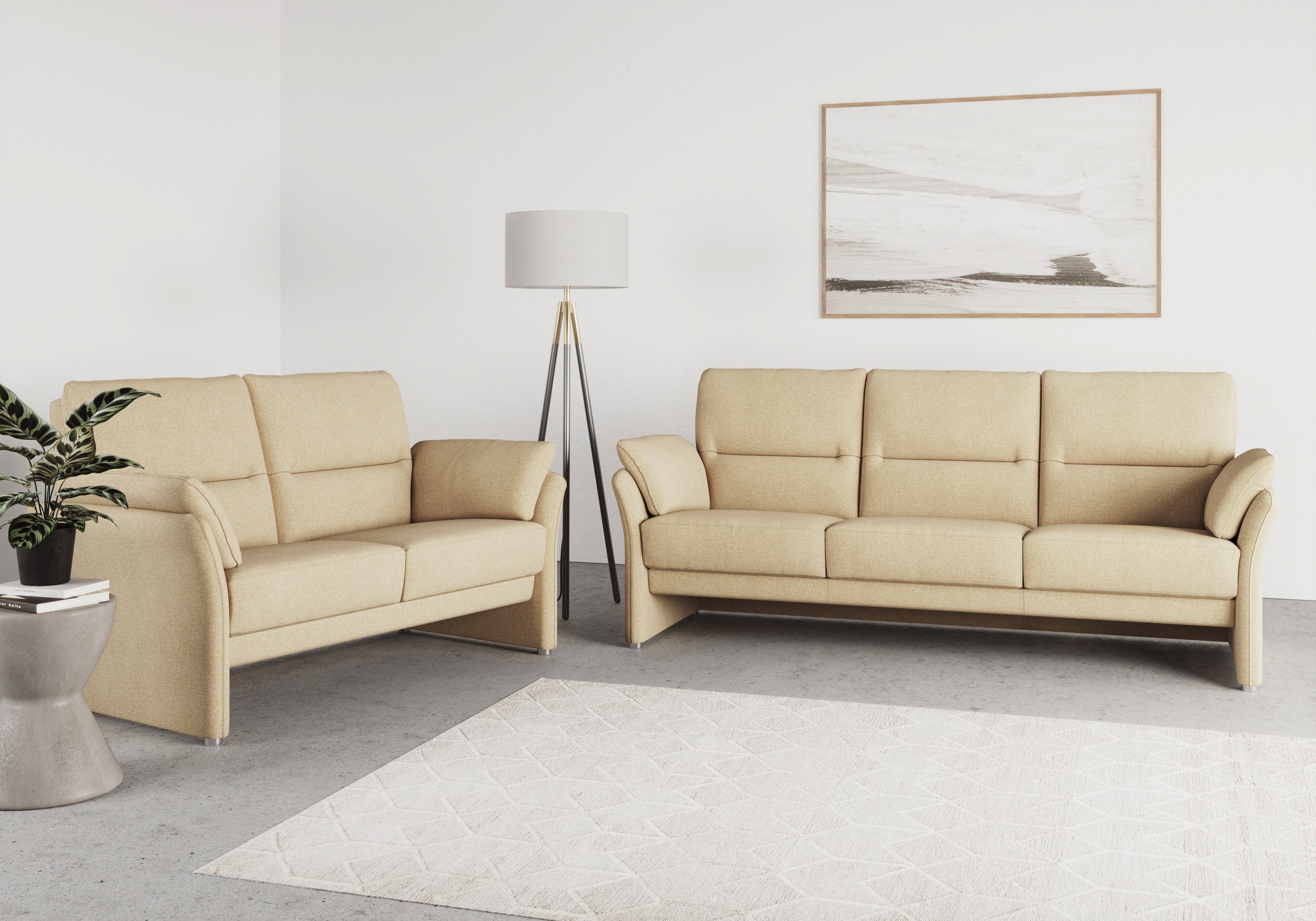 DOMO collection 3-zitsbank Pina tijdloos en elegant, smalle armleuningen, compacte afmetingen