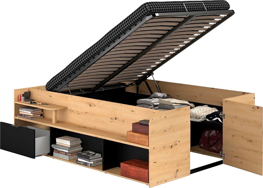 Parisot Ledikant met bergruimte Reis, maximale opbergruimte, zoals een inloopkast Opbergruimtes, hydraulische bedbox met planken, lade, deur
