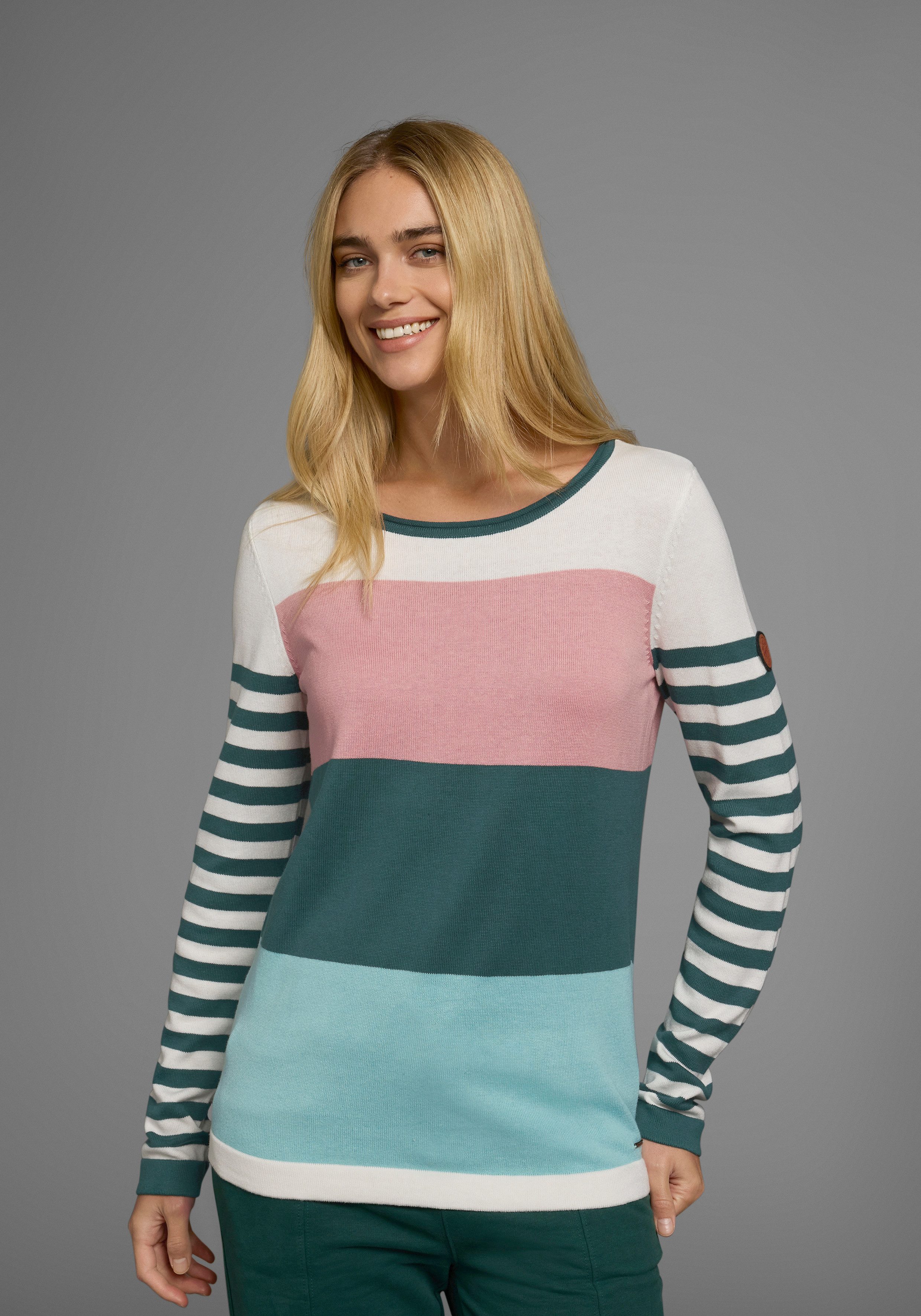 KangaROOS Trui met ronde hals in modieuze streep-look