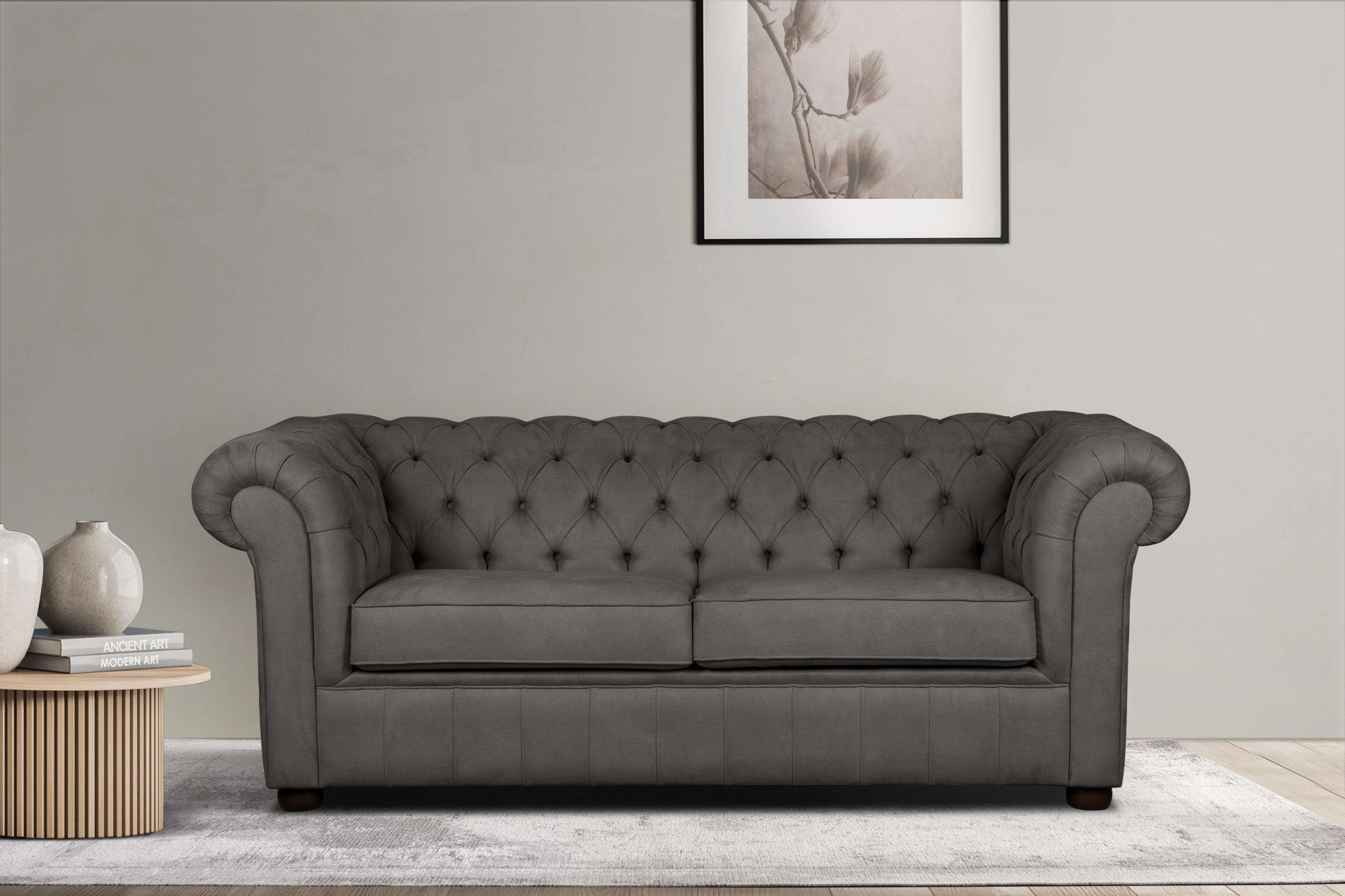 Home affaire 3-zitsbank CHARENTE, optionele slaapbank, Chesterfield-sofa, bedfunctie met edele knoopbevestiging en typische armleuningen, b/d/h