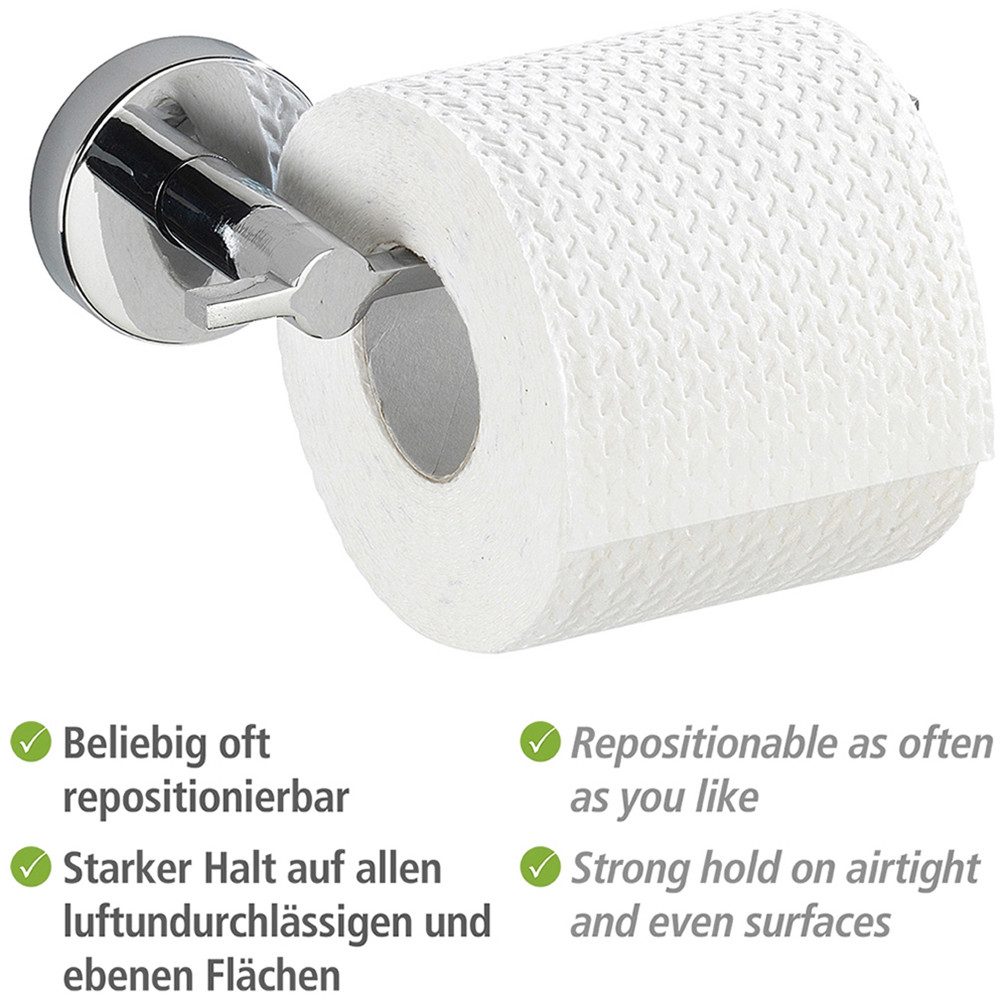WENKO Toiletrolhouder Vacuum-Loc® model Capri van zinkgietwerk, bevestiging zonder boren