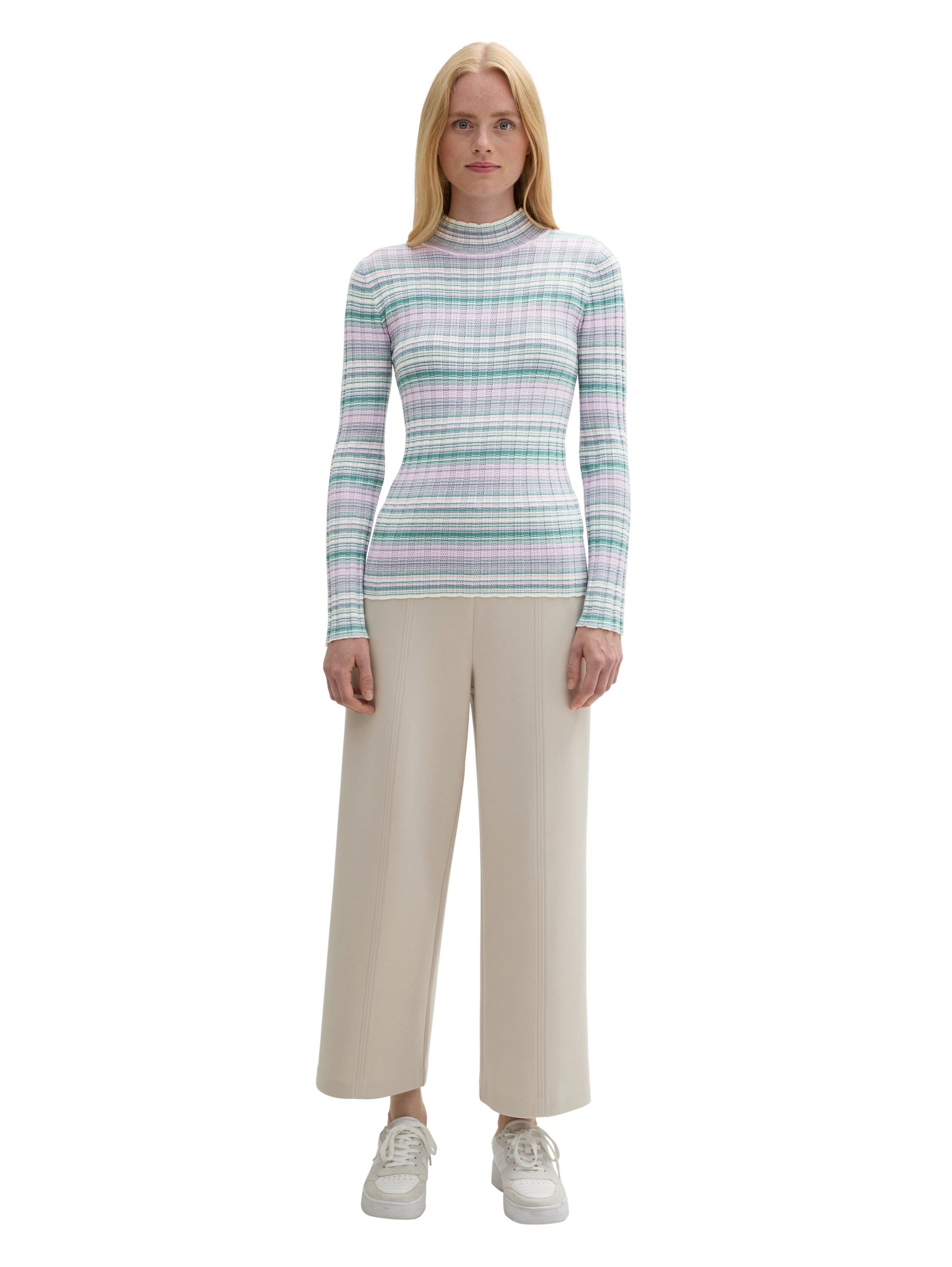 Tom Tailor Denim Gebreide trui met staande kraag en streeplook