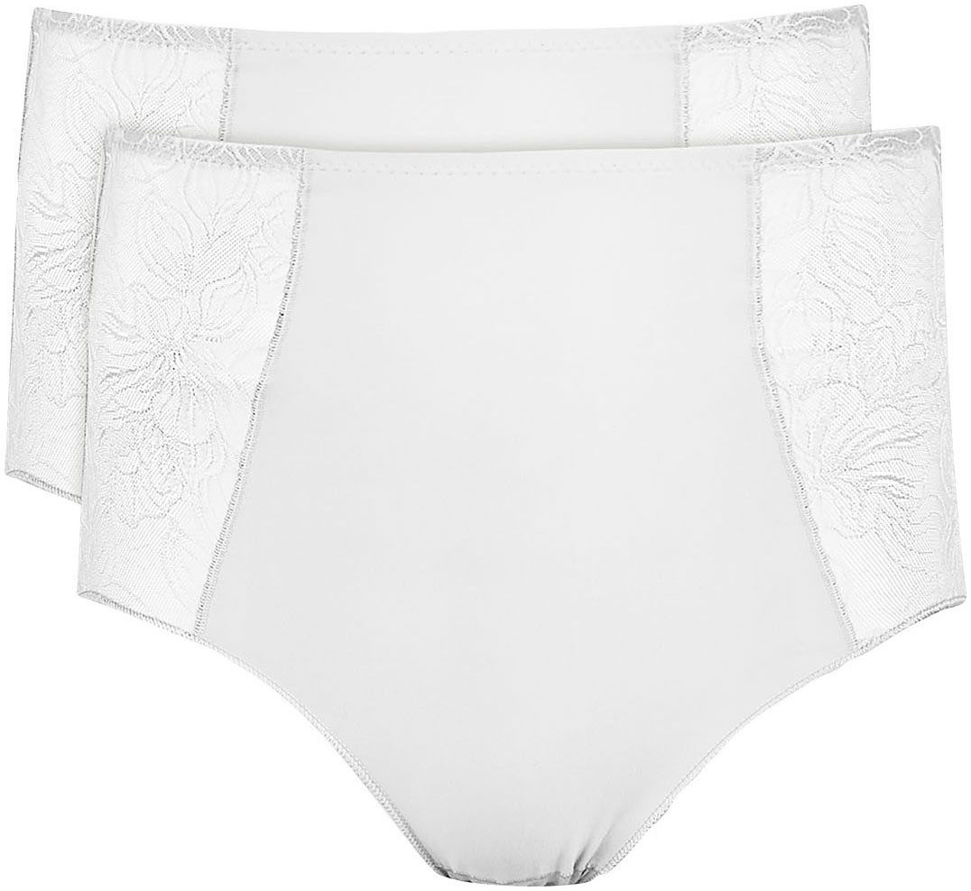 Nina Von C. High-waist-slip "Cotton Shape" met zij-inzetten van kant-tule (2 stuks, Set van 2)
