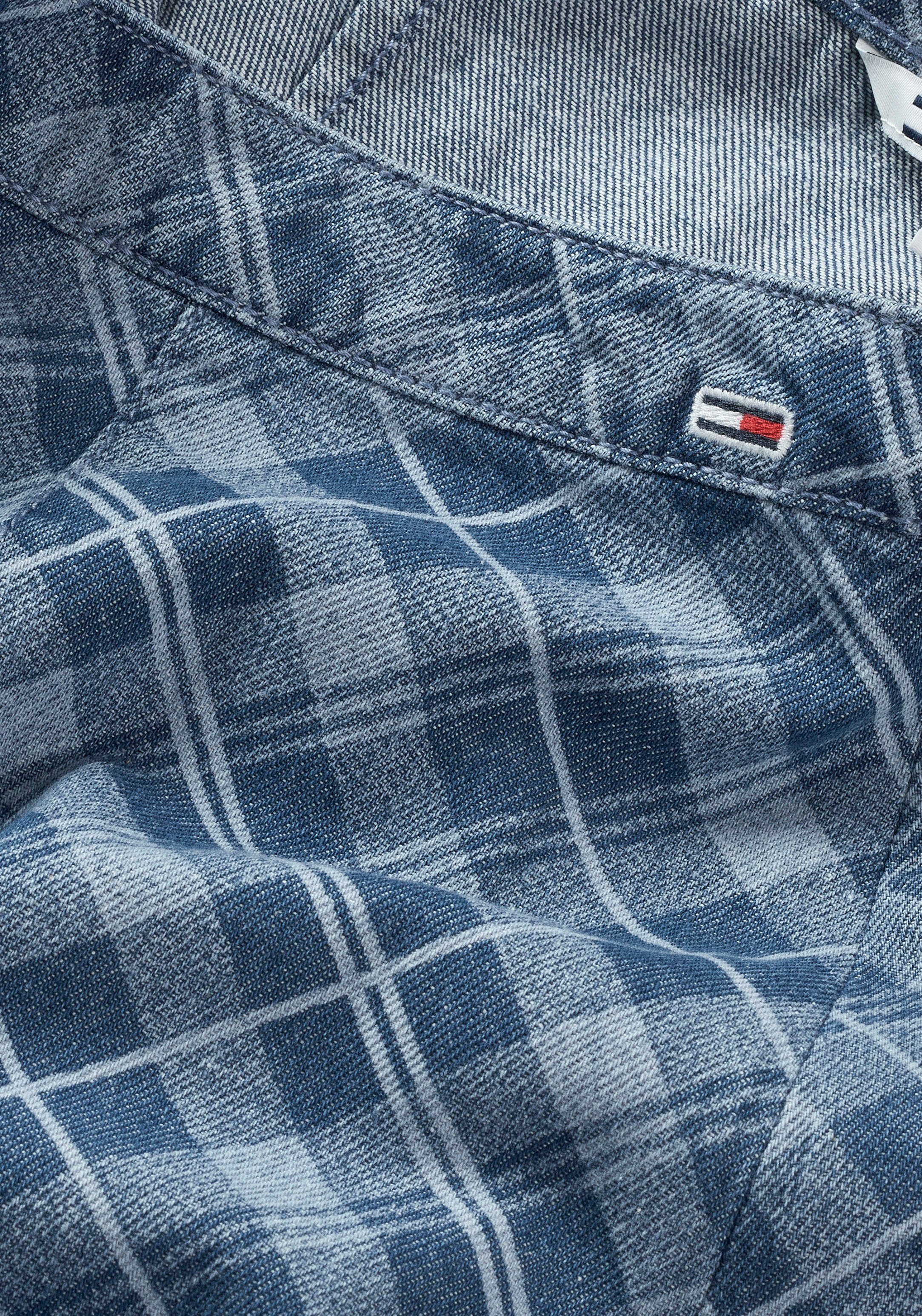 TOMMY JEANS Geweven rok TJW TARTAN CHECK CHAMBRAY SKIRT Webrok in modieuze tartan ruitpatroon