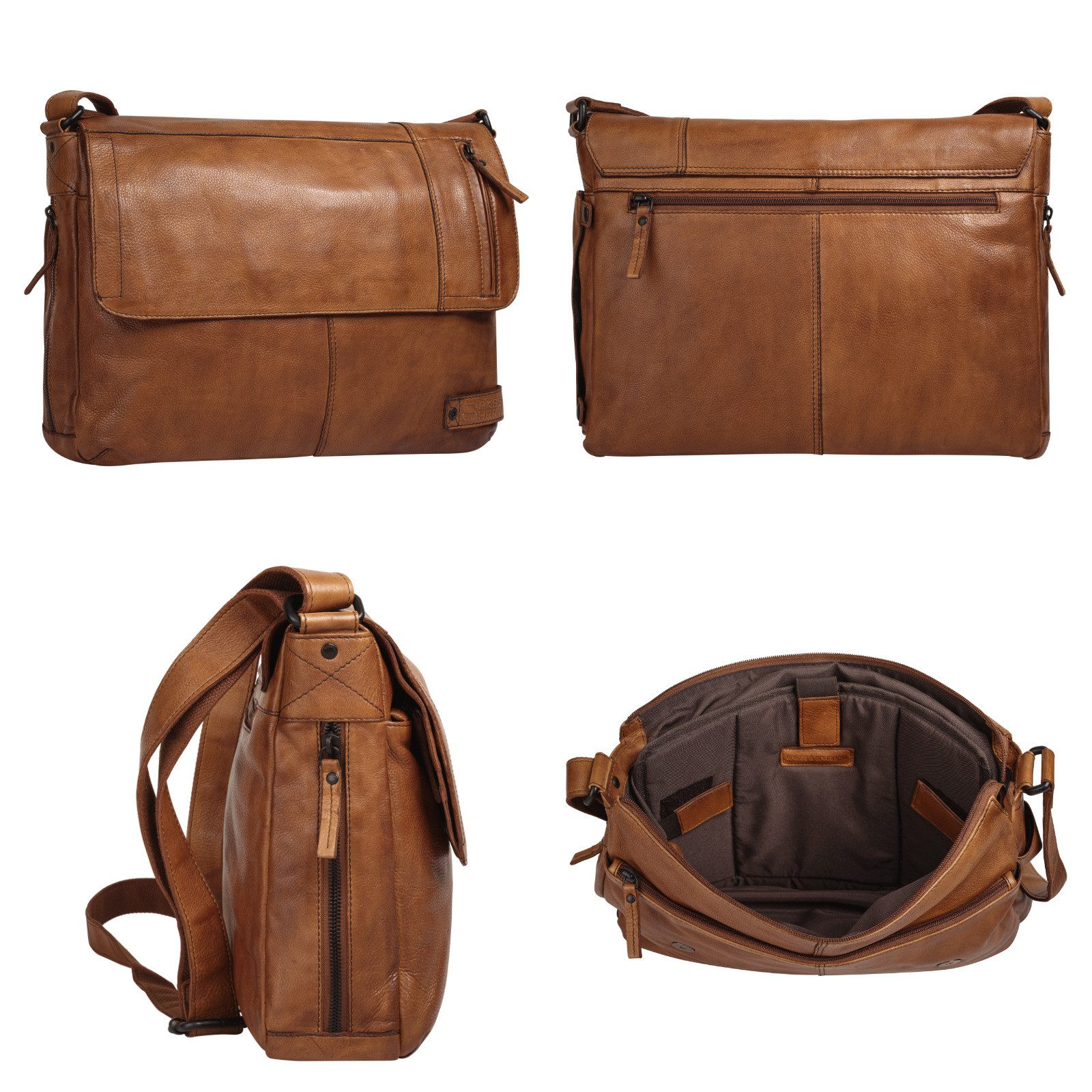 Spikes & Sparrow Schoudertas echt leder