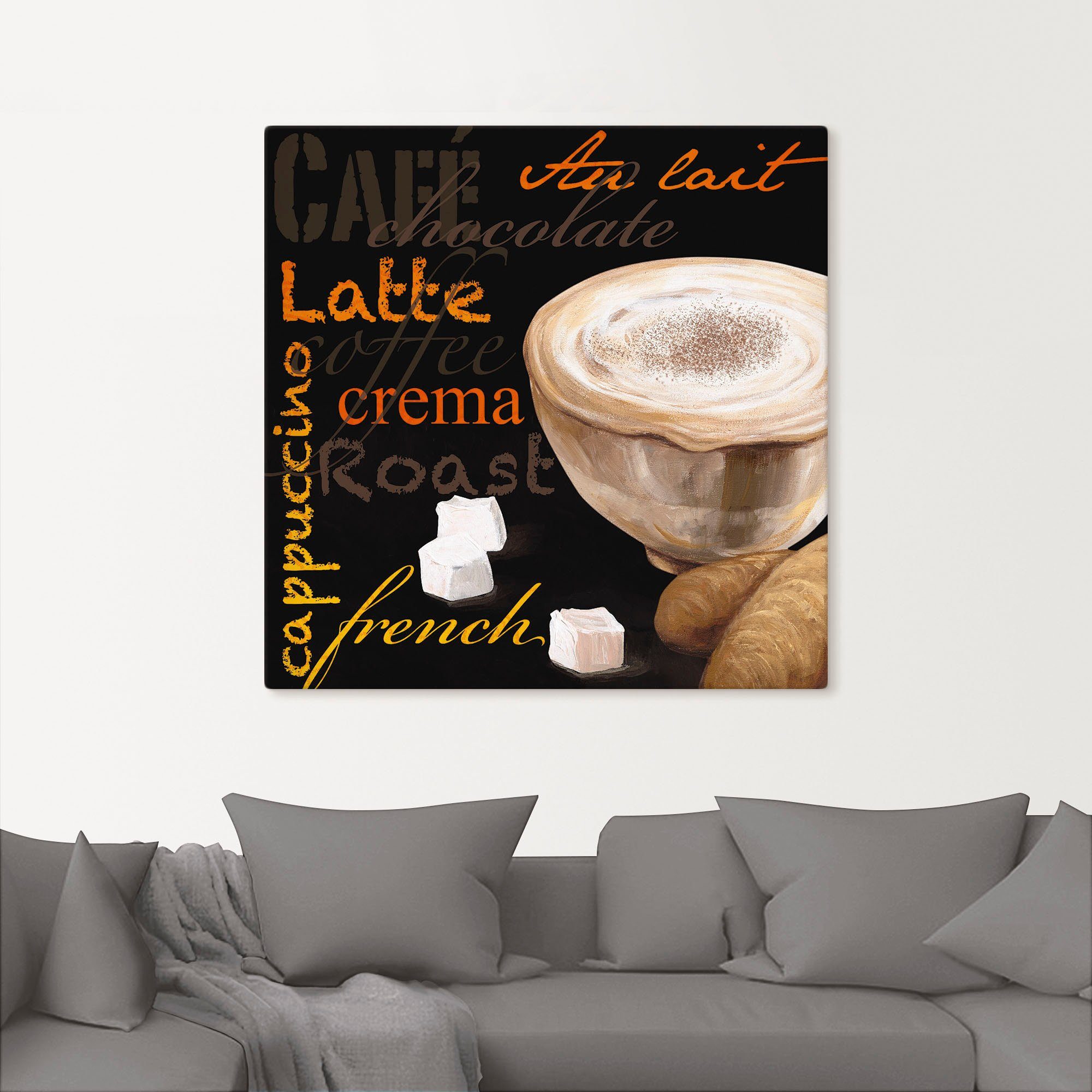 Artland Artprint Cappuccino - koffie als artprint van aluminium, artprint voor buiten, artprint op linnen in verschillende maten