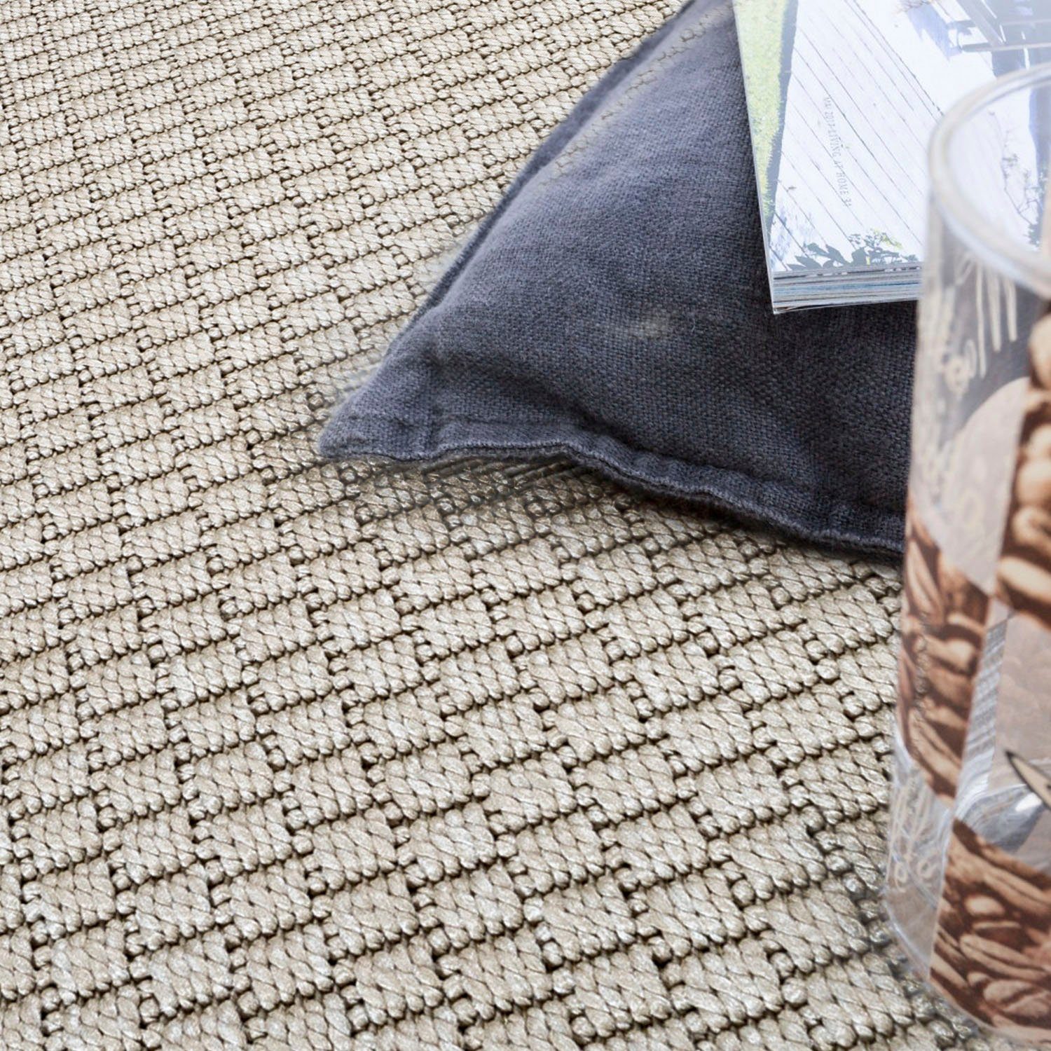 Paco Home Vloerkleed Timber 125 Platweefsel, sisal look, geschikt voor binnen en buiten, woonkamer