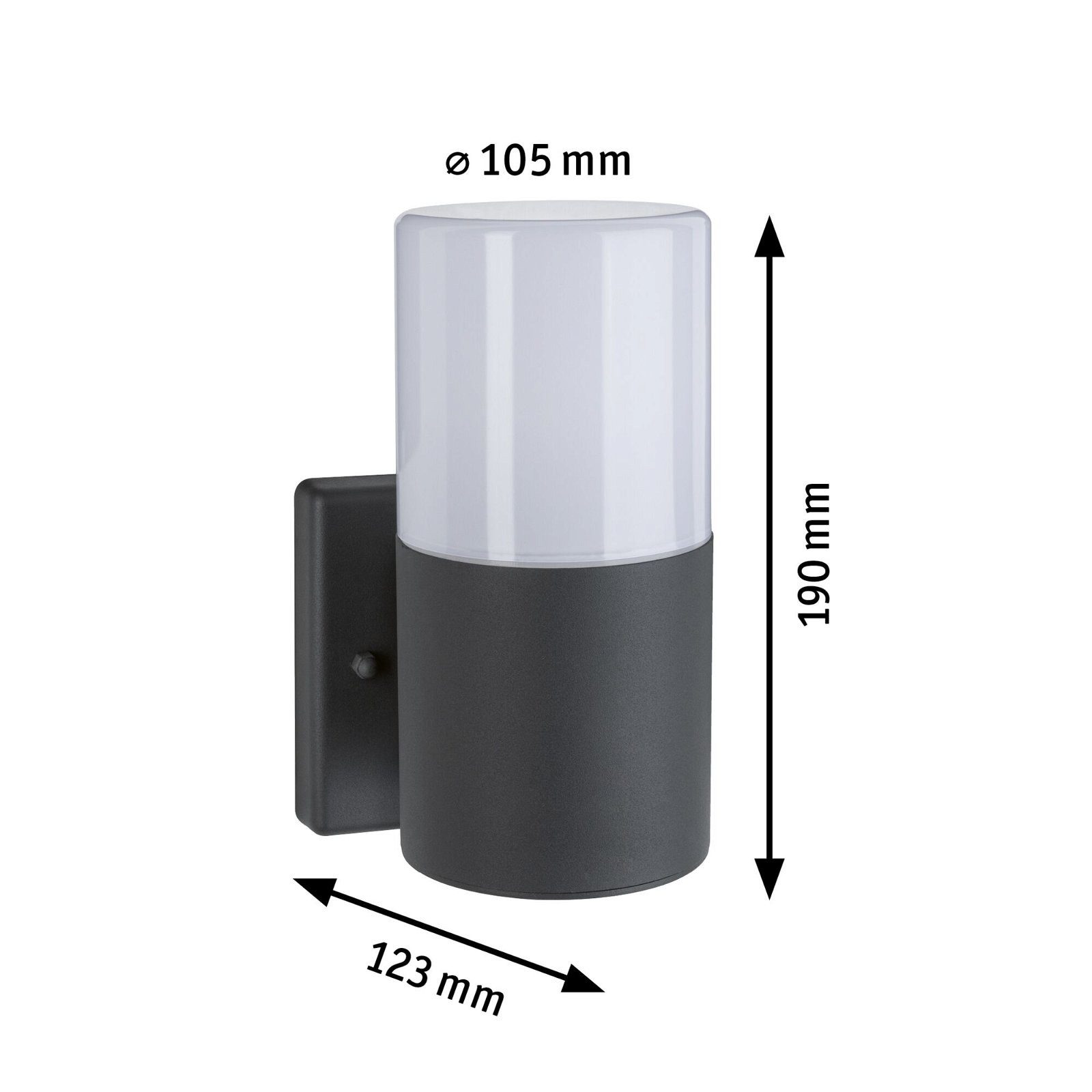 Paulmann Wandlamp voor buiten Tubs IP44 rond 105x123mm max. 15W 230V Grijs mat Metaal, Kunststof (1 stuk)